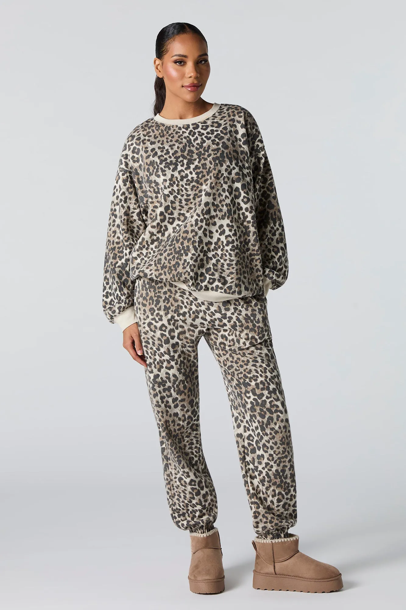 Cheetah Print Straight Leg Jogger sold by Urban Planet product image thumbnail 2