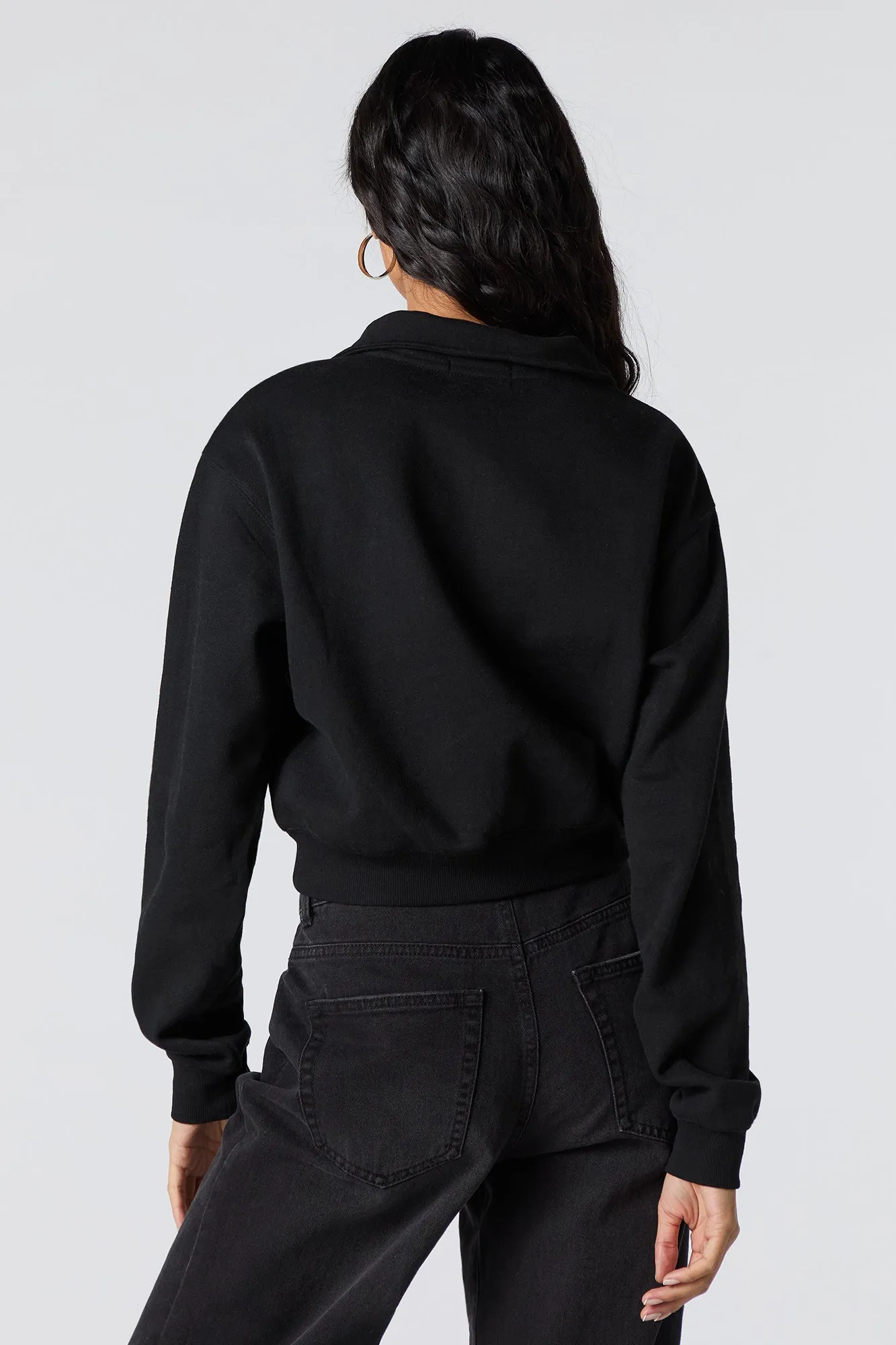 Twill Embroidered Quarter Zip Fleece Sweatshirt sold by Urban Planet product image thumbnail 5