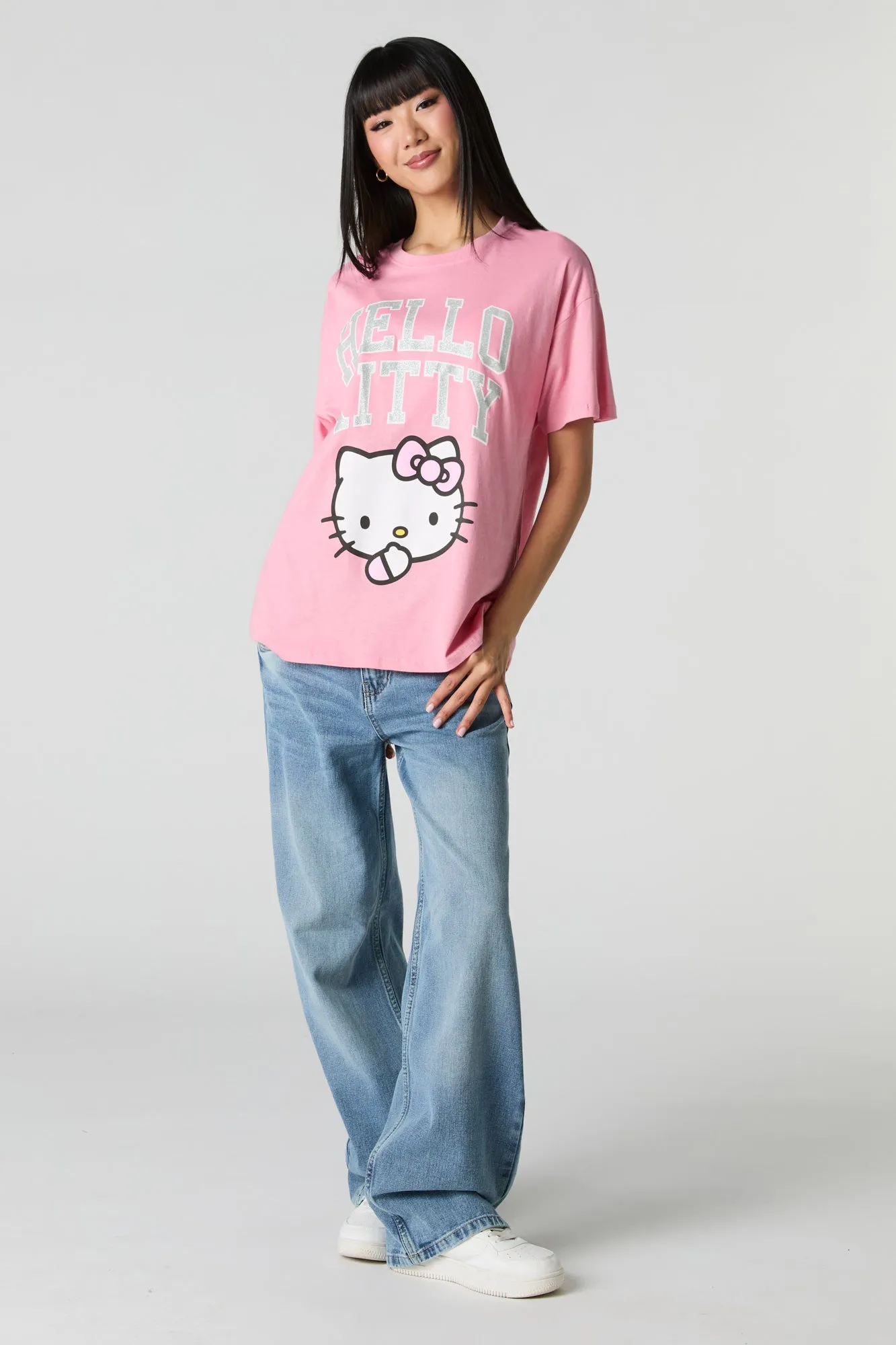 Hello Kitty Graphic Pink Boyfriend T-Shirt sold by Urban Planet product image thumbnail 3