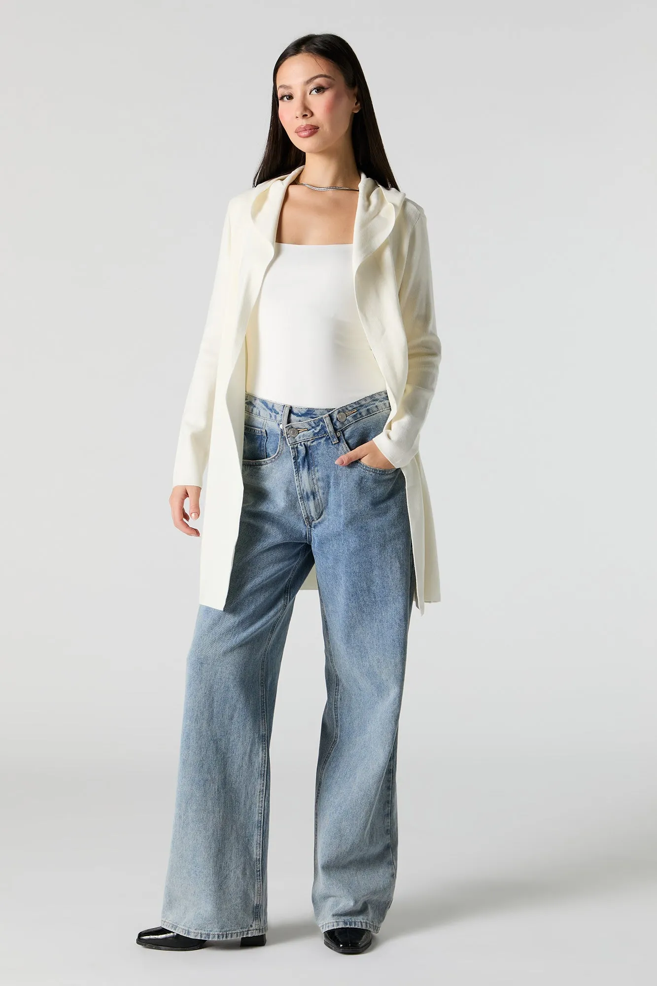 Cardigan côtelé ouvert à capuchon sold by Urban Planet product image thumbnail 3