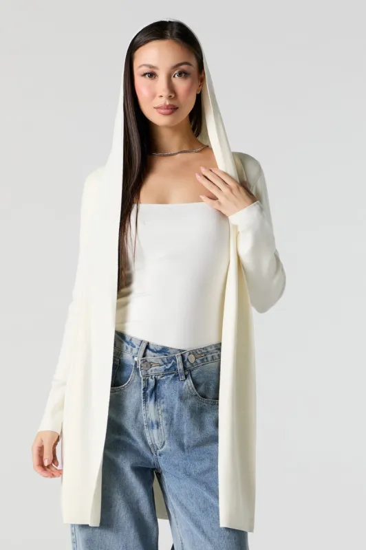 Cardigan côtelé ouvert à capuchon sold by Urban Planet
