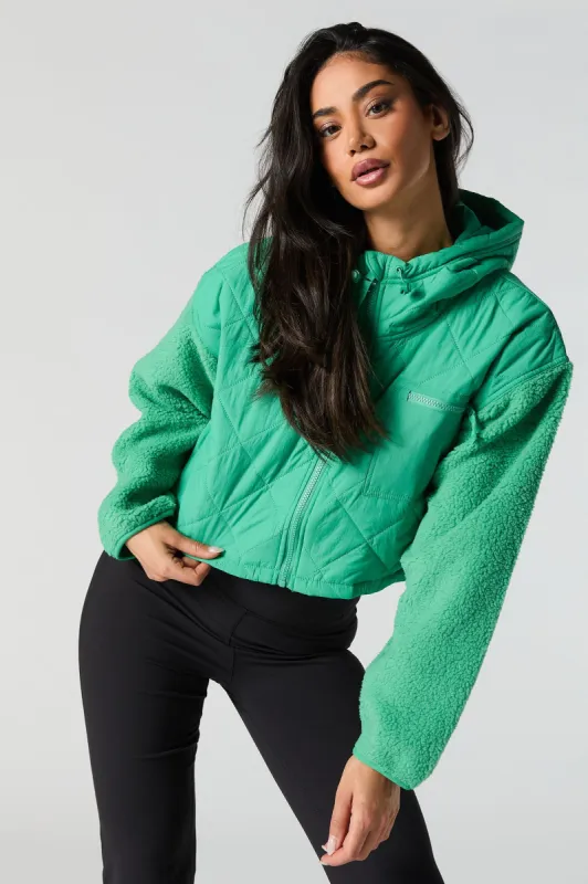 Quilted Sherpa Sleeve Jacket sold by Urban Planet