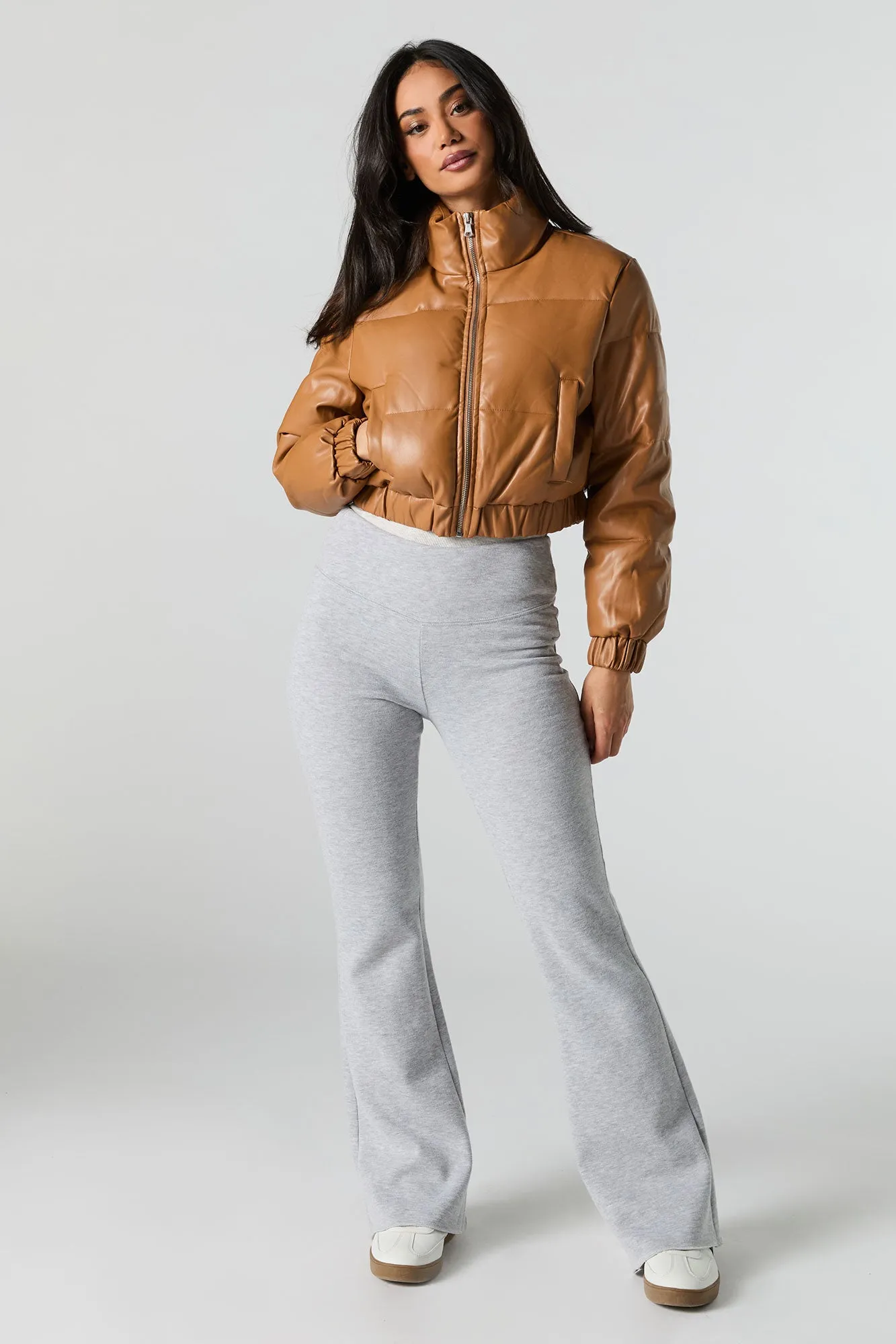 Faux Leather Cropped Puffer Jacket sold by Urban Planet product image thumbnail 3