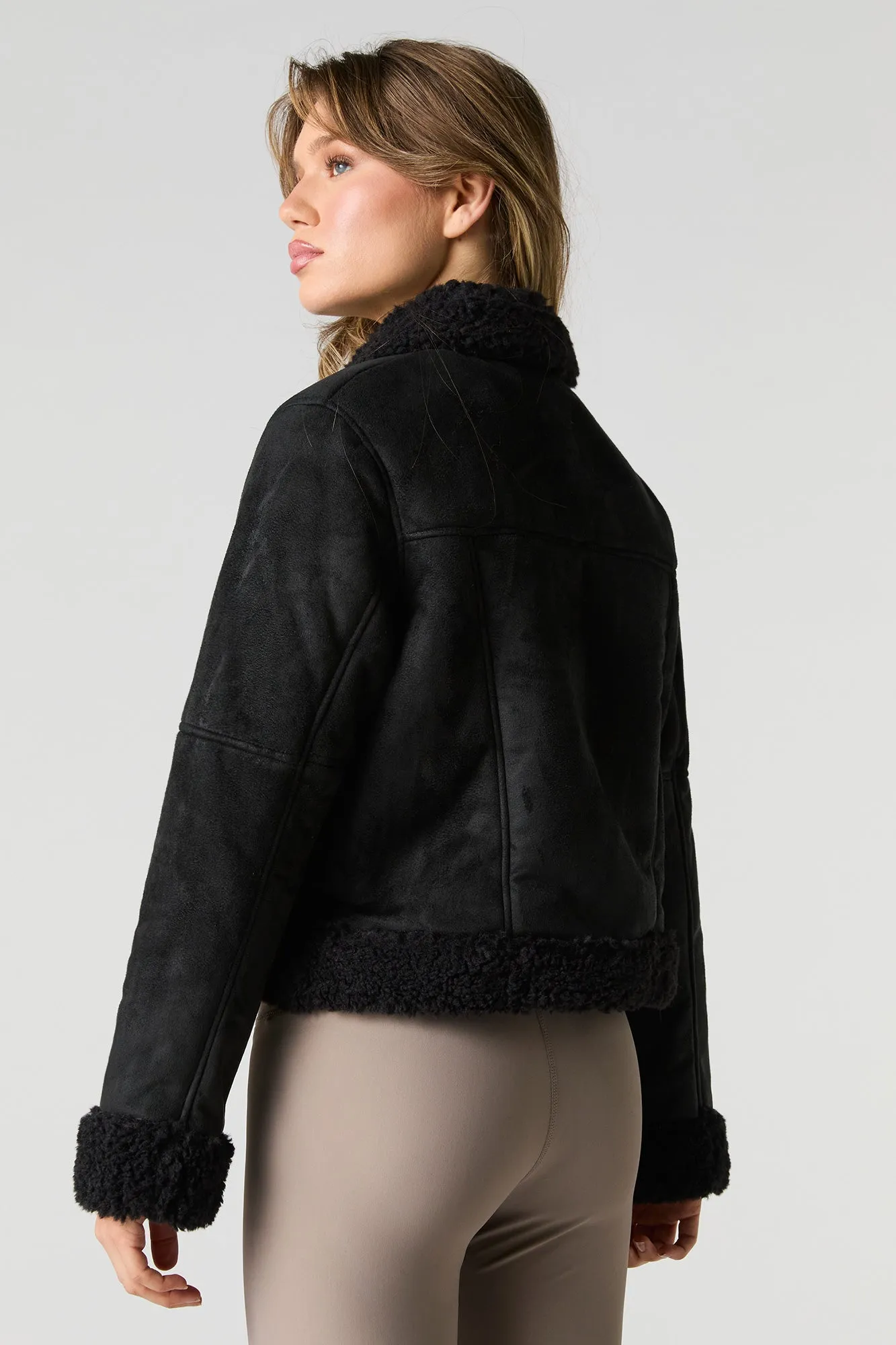 Faux Suede Sherpa Trim Jacket sold by Urban Planet product image thumbnail 2