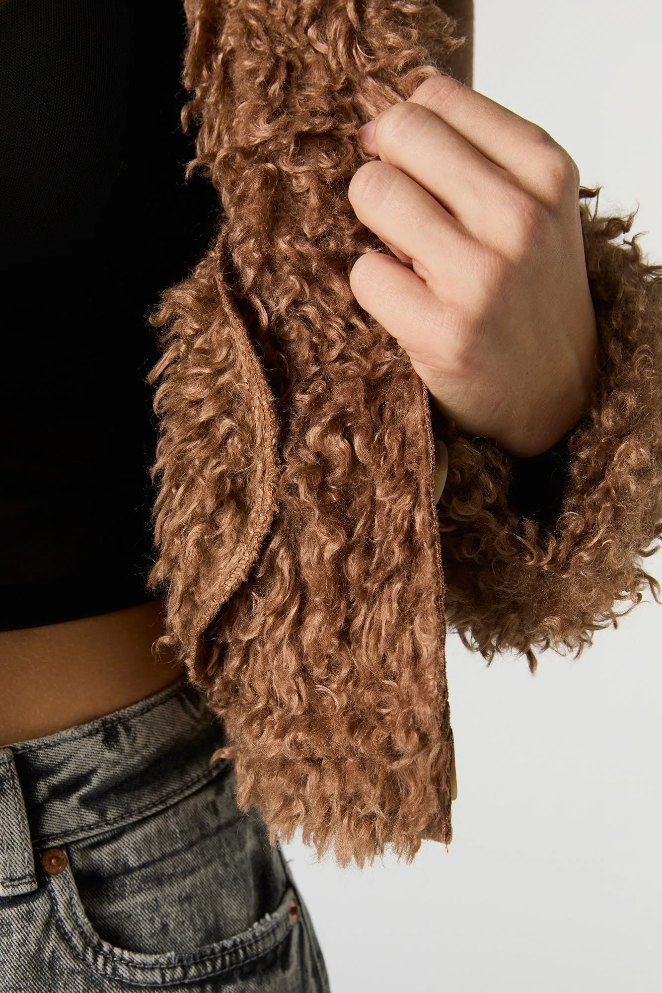 Faux Suede Faux Fur Lined Jacket sold by Urban Planet product image thumbnail 4