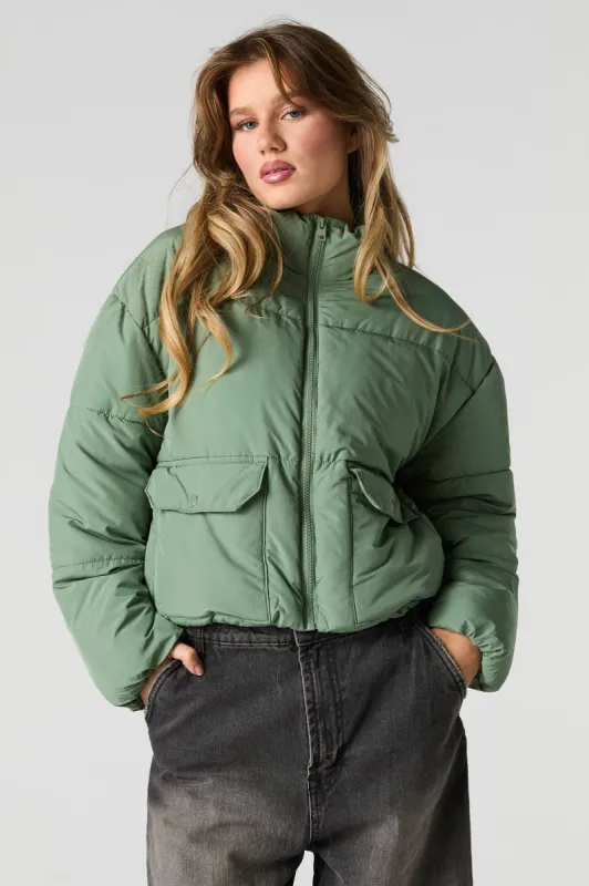 Mock Neck Puffer Jacket sold by Urban Planet