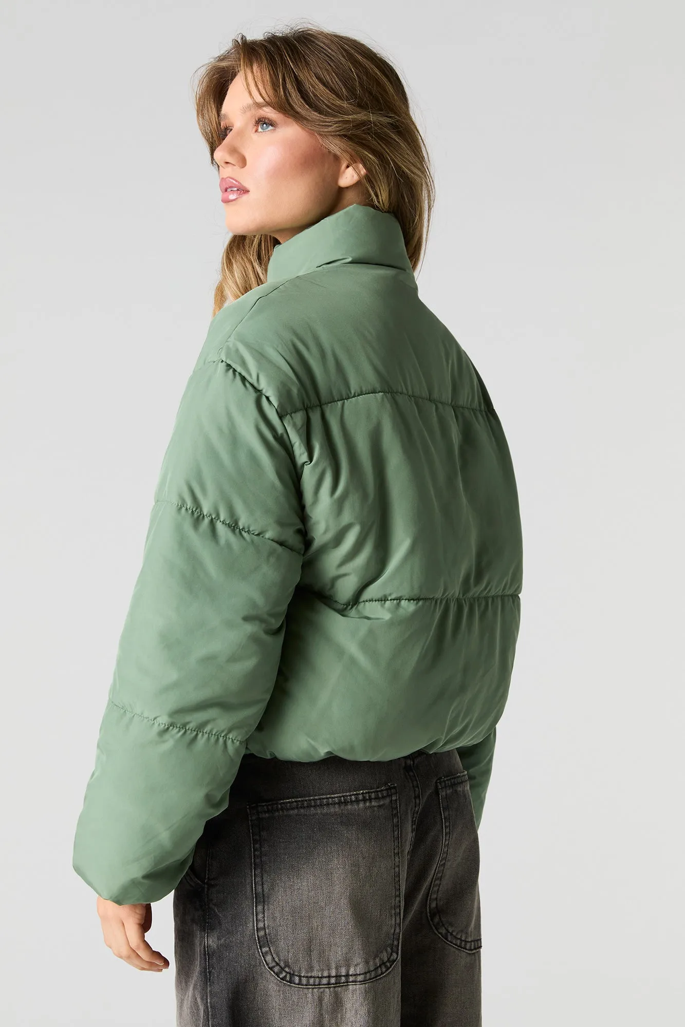 Mock Neck Puffer Jacket sold by Urban Planet product image thumbnail 2