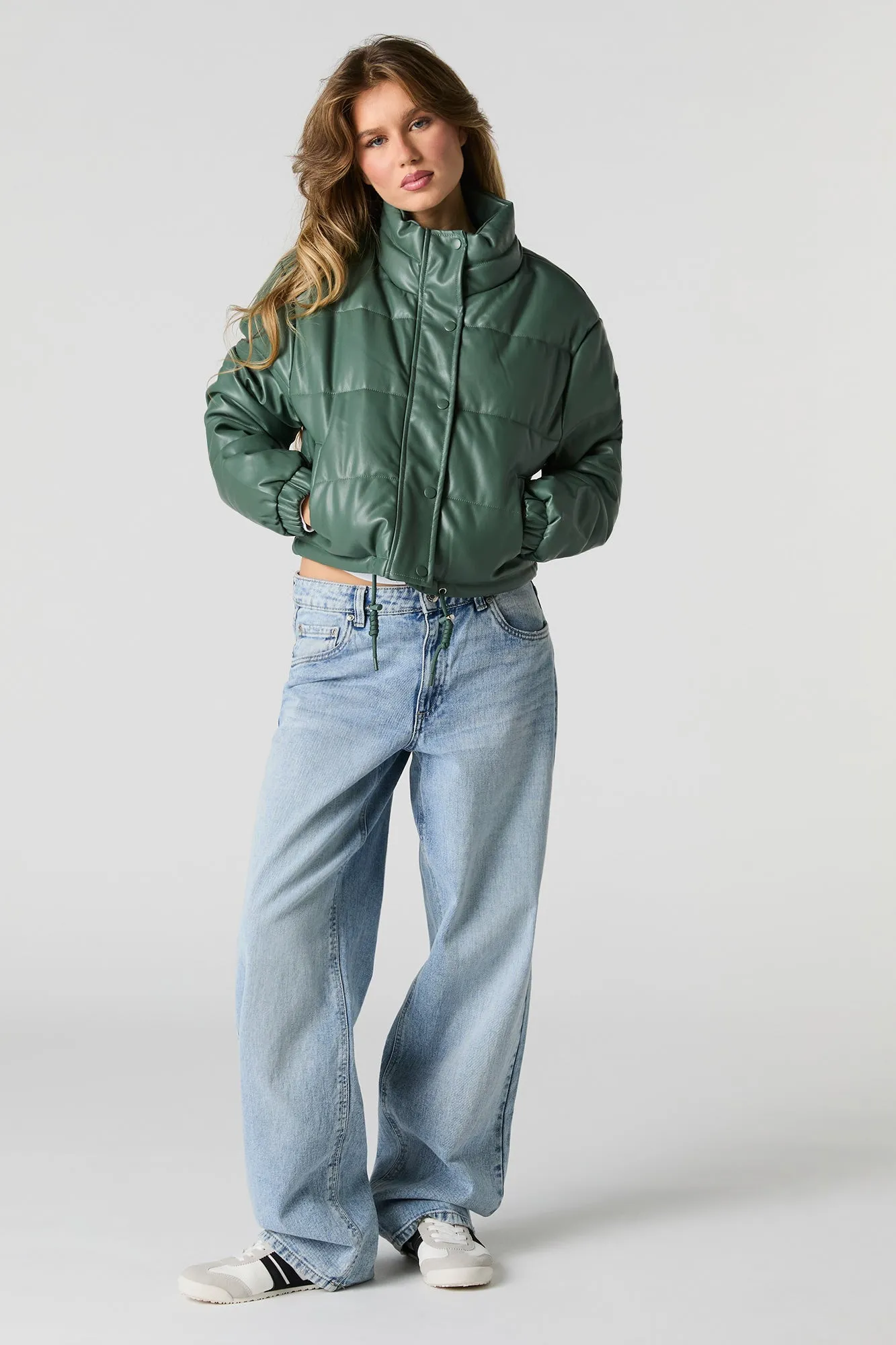 Faux Leather Puffer Jacket sold by Urban Planet product image thumbnail 3