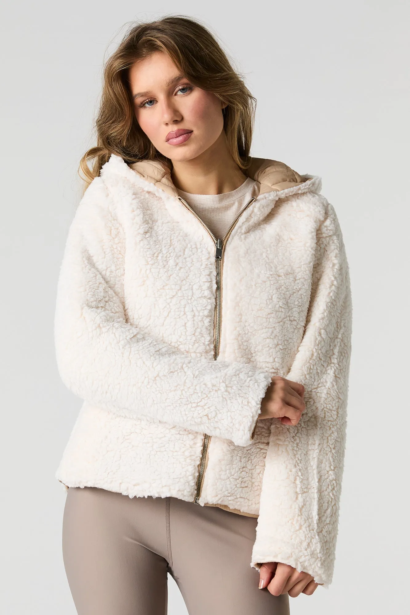 Reversible Sherpa & Nylon Puffer Jacket sold by Urban Planet product image thumbnail 2