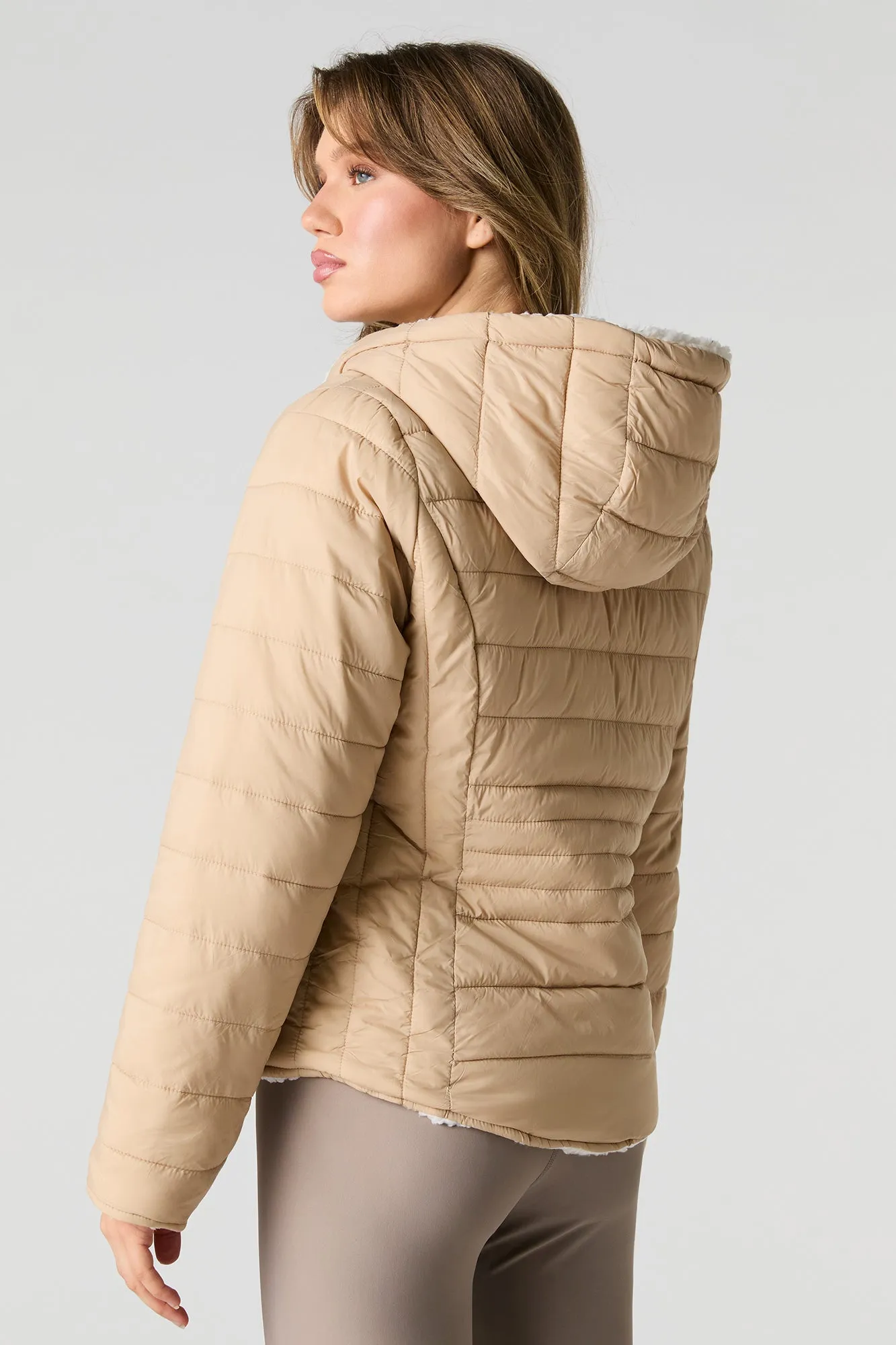 Reversible Sherpa & Nylon Puffer Jacket sold by Urban Planet product image thumbnail 3