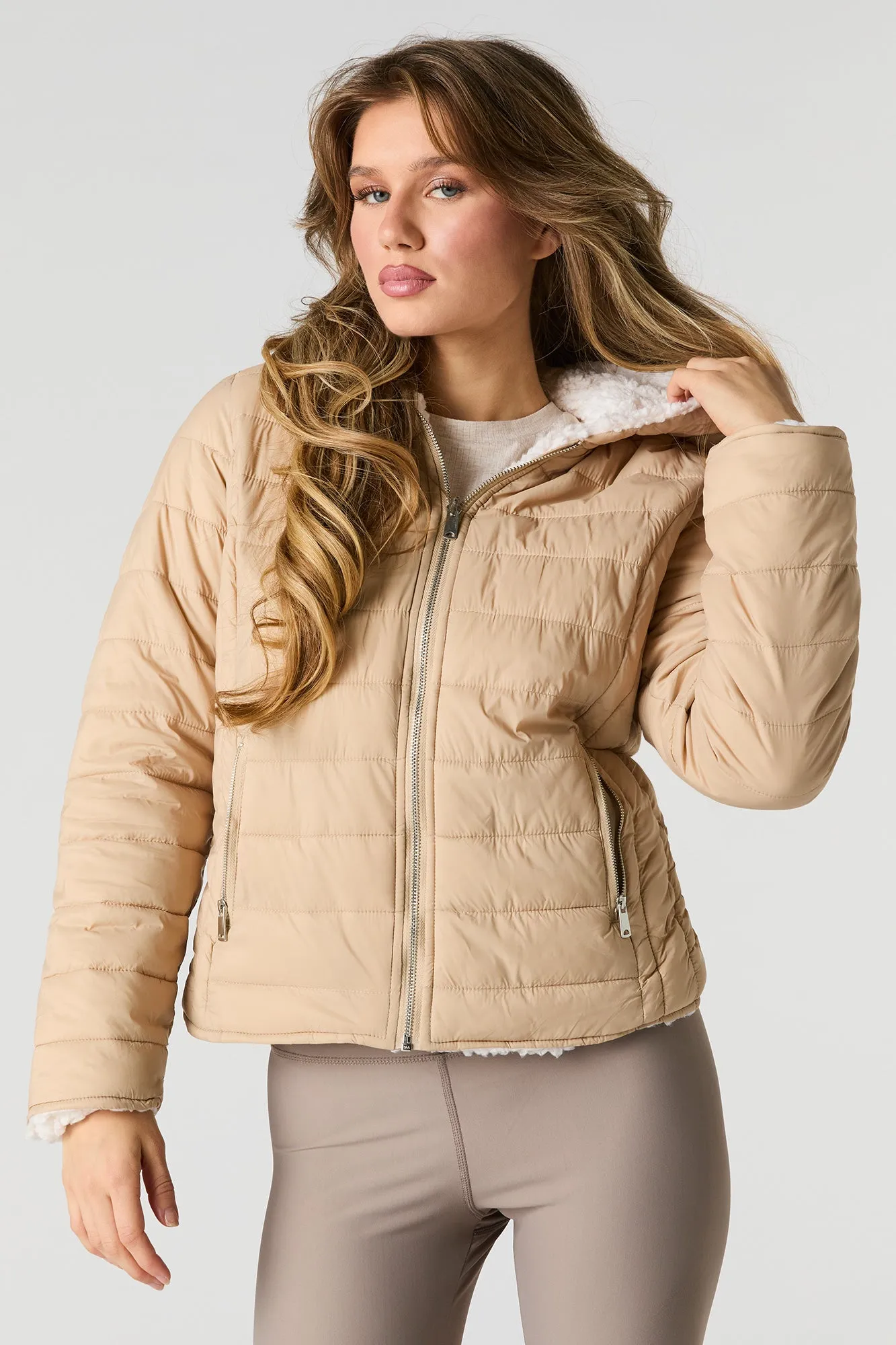 Blouson bouffant réversible en nylon et Sherpa sold by Urban Planet product image thumbnail 5
