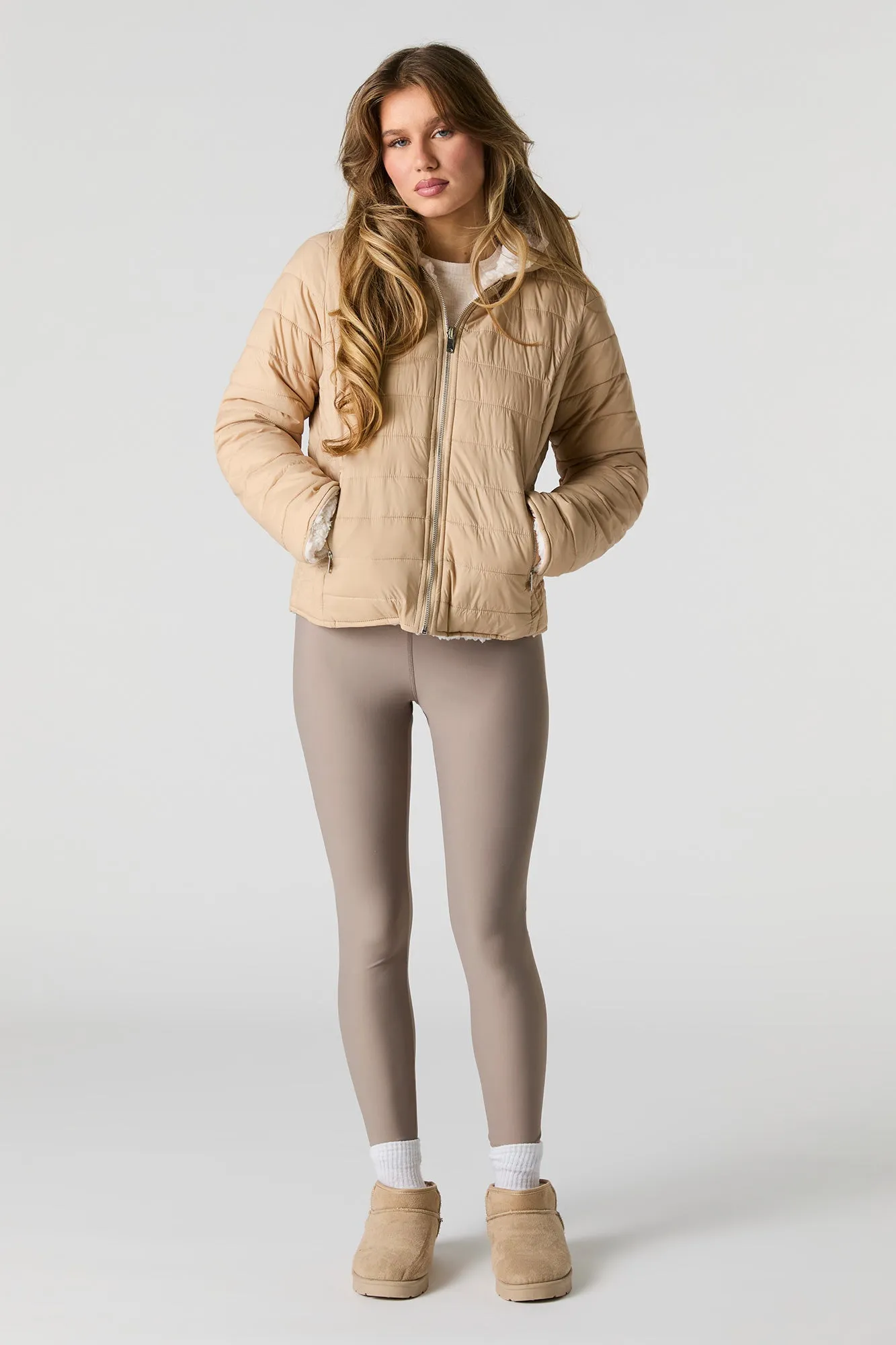 Blouson bouffant réversible en nylon et Sherpa sold by Urban Planet product image thumbnail 4