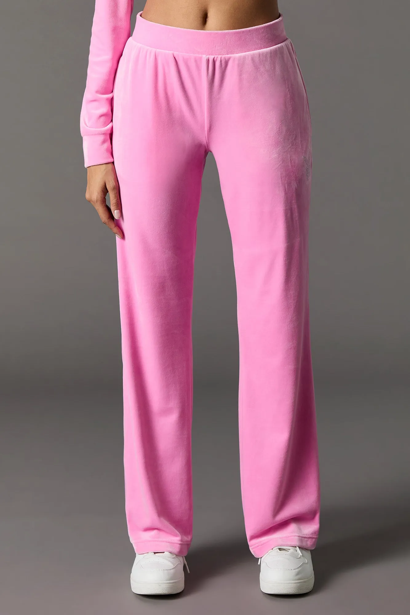 Pantalon à jambe large en velours à imprimé Playboy avec pierres du Rhin sold by Urban Planet product image thumbnail 2