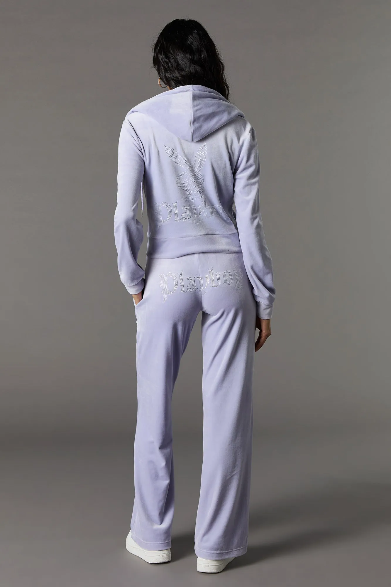 Pantalon à jambe large en velours à imprimé Playboy avec pierres du Rhin sold by Urban Planet product image thumbnail 5