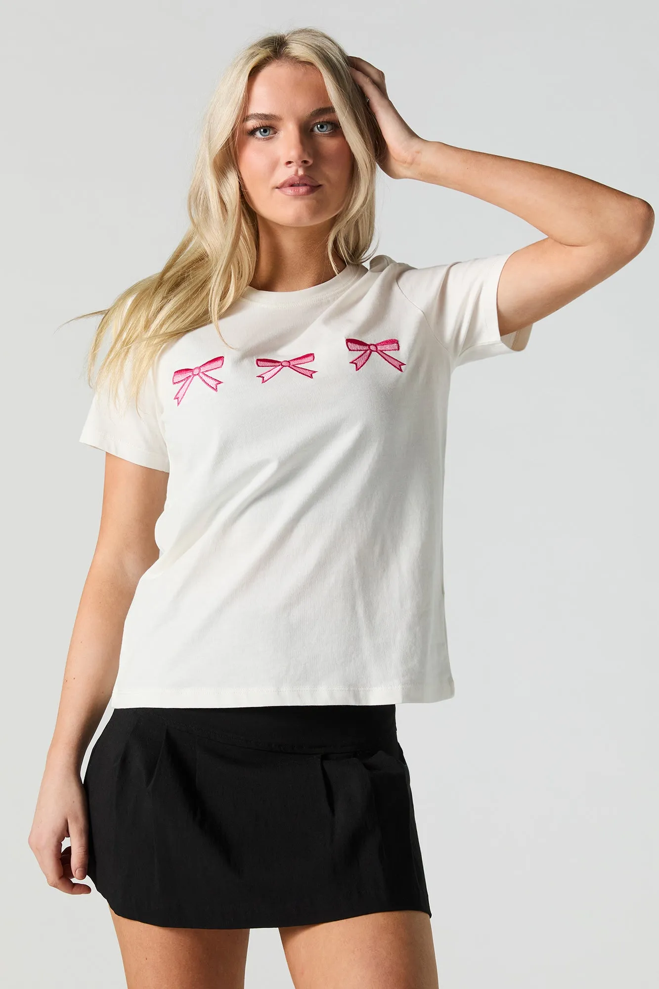 Bow Embroidered Graphic T-Shirt sold by Urban Planet