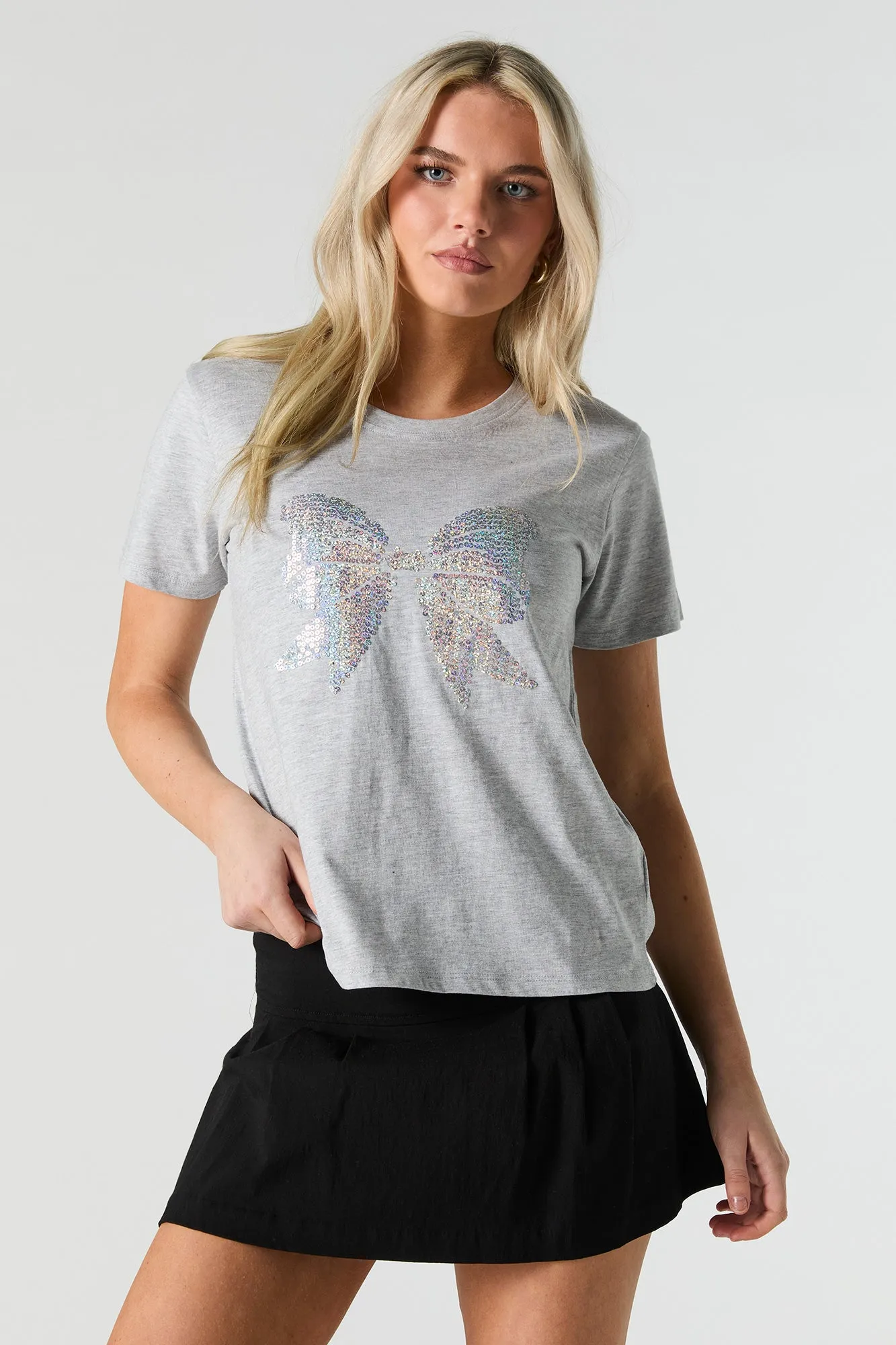 Sequin Bow T-Shirt sold by Urban Planet