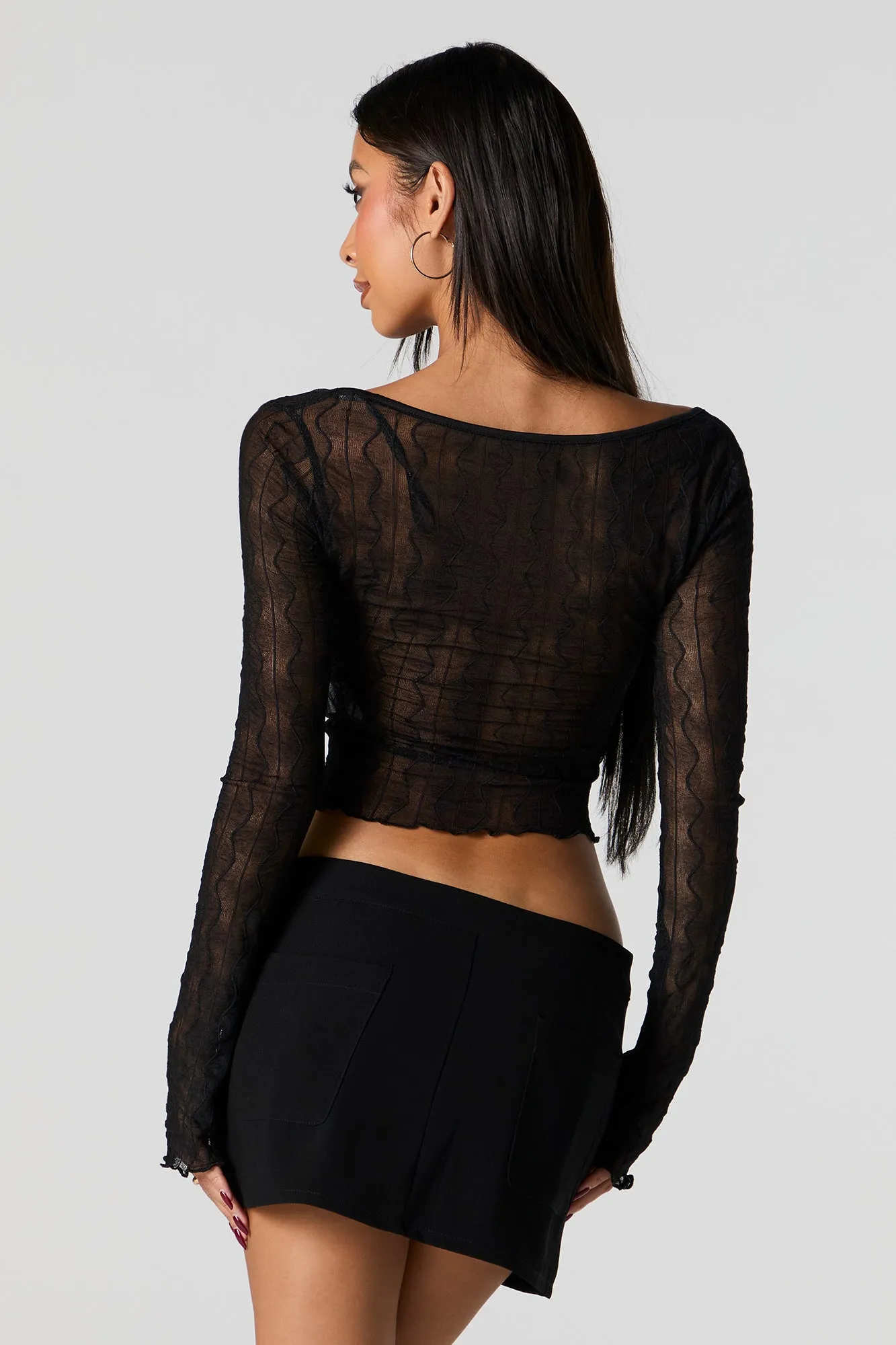 Haut texturé à manches longues avec décolleté en coeur sold by Urban Planet product image thumbnail 5