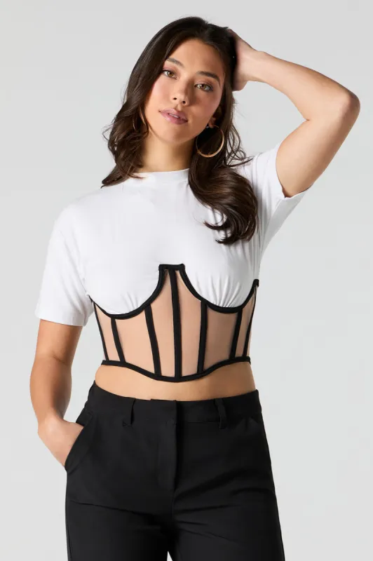 T-shirt corset en filet diaphane sold by Urban Planet
