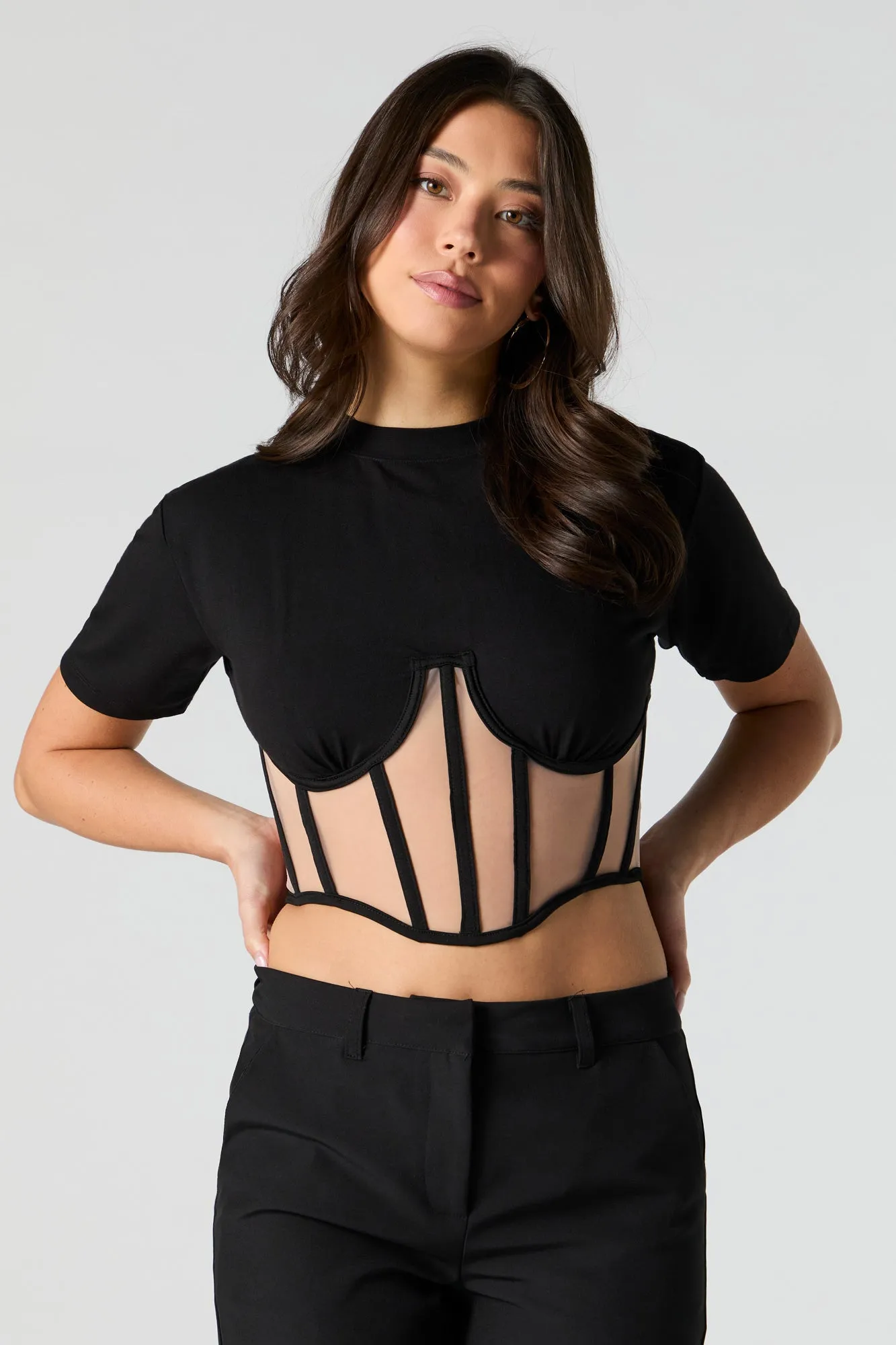 T-shirt corset en filet diaphane sold by Urban Planet product image thumbnail 4