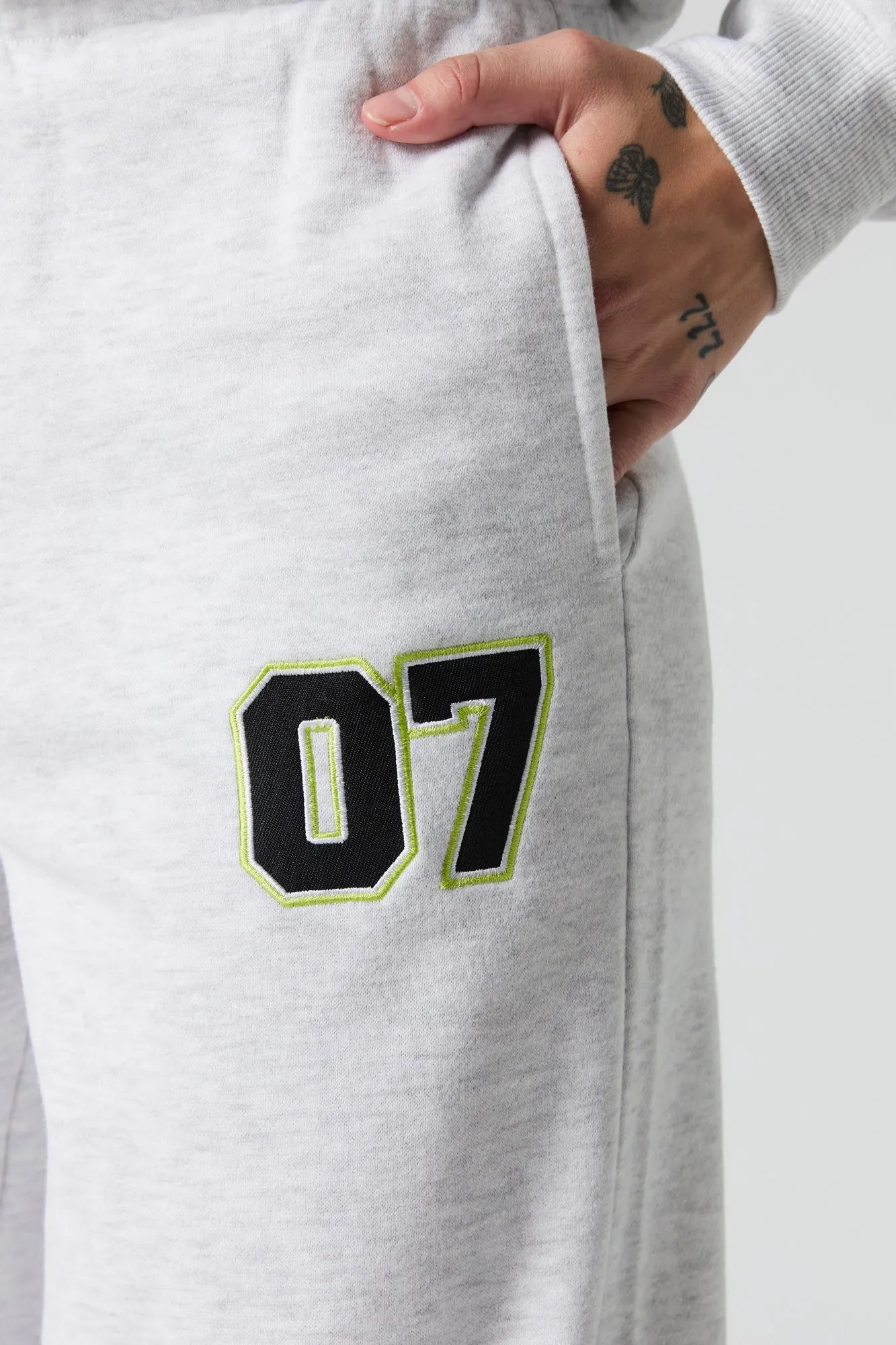 07 Racer Embroidered Fleece Wide Leg Sweatpant sold by Urban Planet product image thumbnail 4