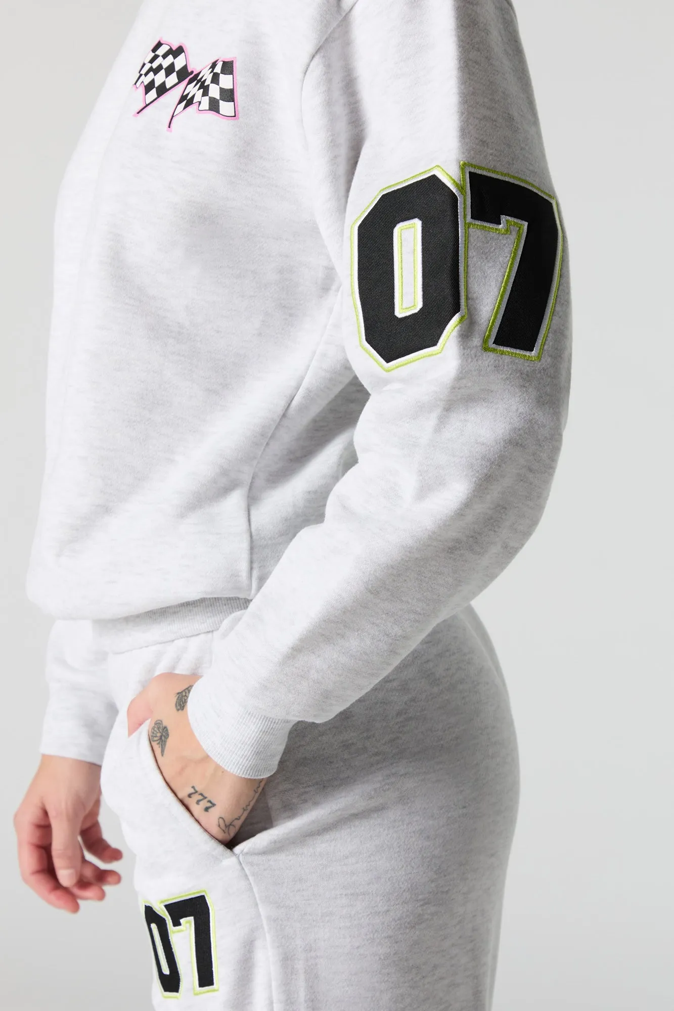 07 Racer Embroidered Fleece Sweatshirt sold by Urban Planet product image thumbnail 4