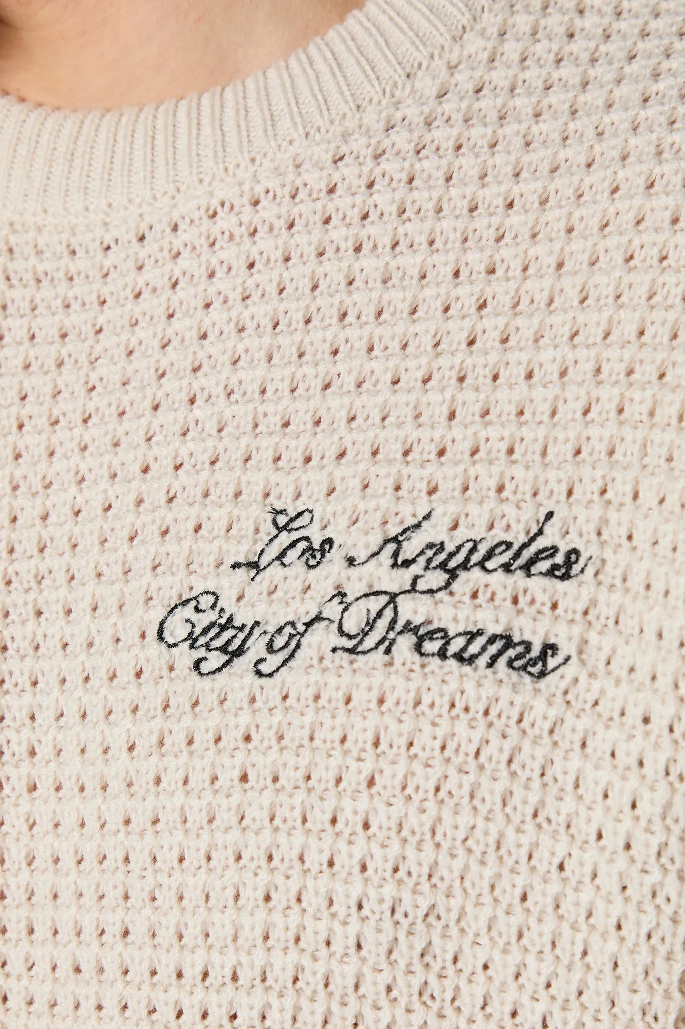 Los Angeles Embroidered Waffle Knit Sweater sold by Urban Planet product image thumbnail 4