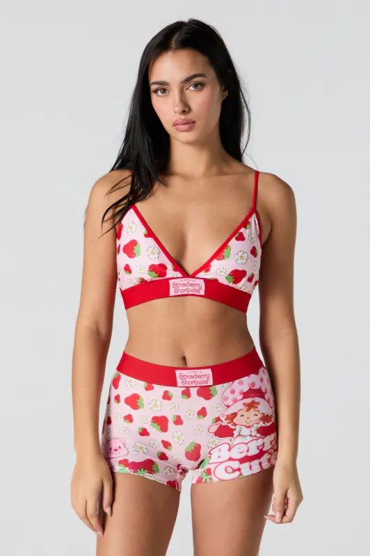 Strawberry Shortcake Triangle Bralette & Boy Short 2 Piece Set sold by Urban Planet