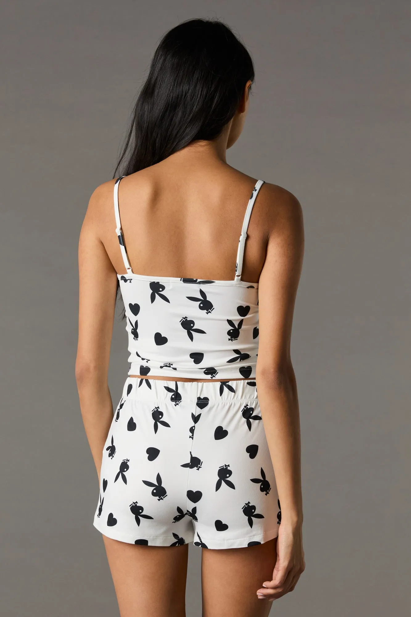 Playboy Print Lace Trim Tank & Short 2 Piece Pajama Set sold by Urban Planet product image thumbnail 2