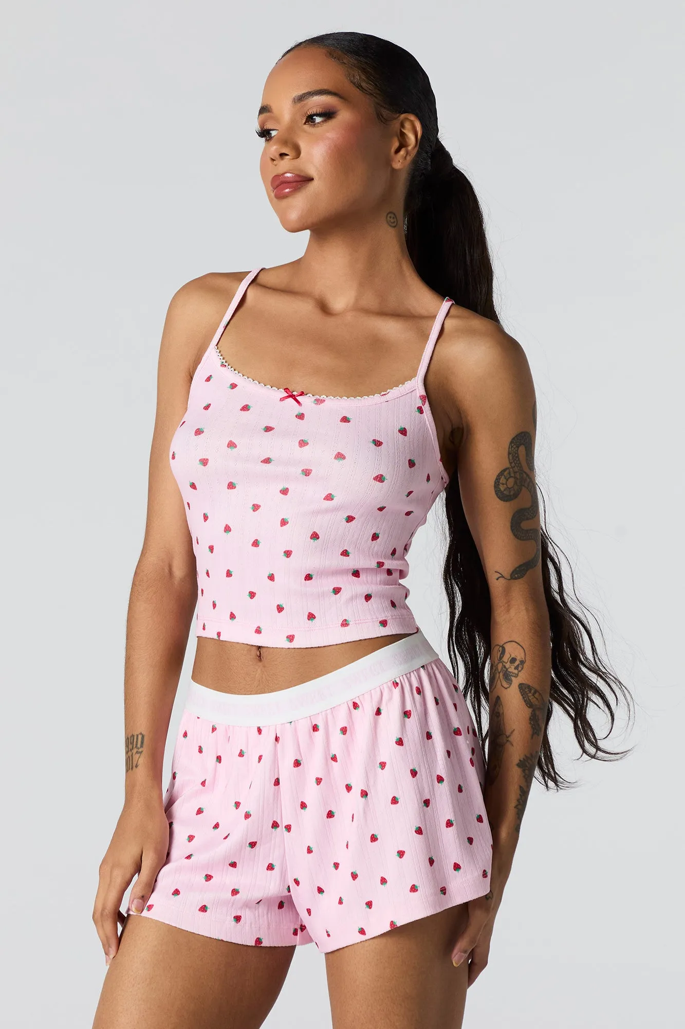 Pointelle Knit Tank & Short 2 Piece Pajama Set sold by Urban Planet