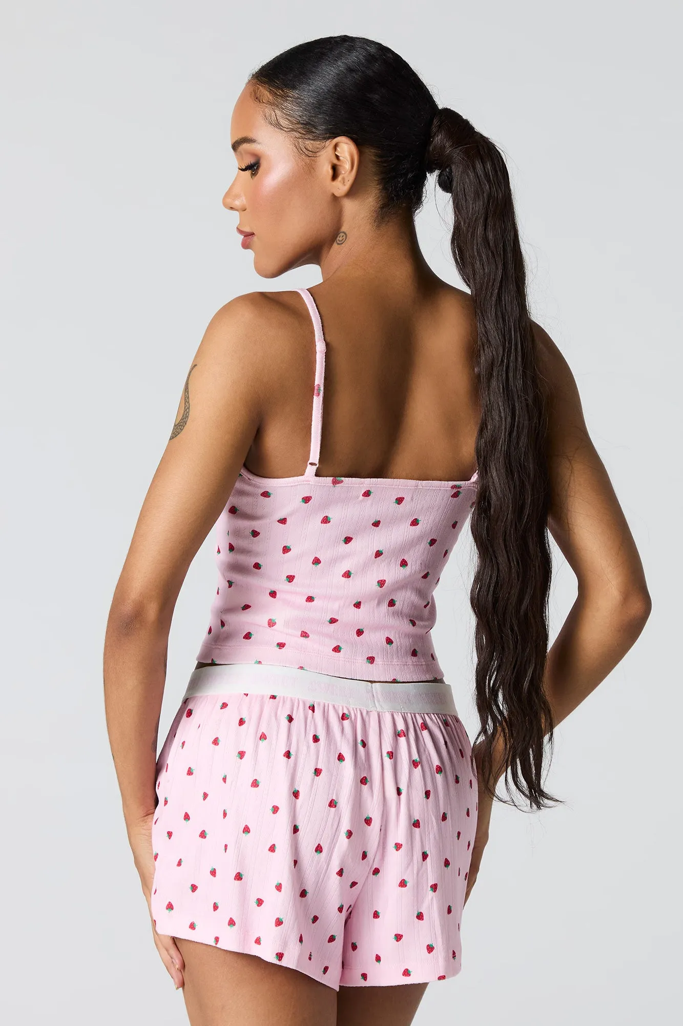 Pointelle Knit Tank & Short 2 Piece Pajama Set sold by Urban Planet product image thumbnail 2