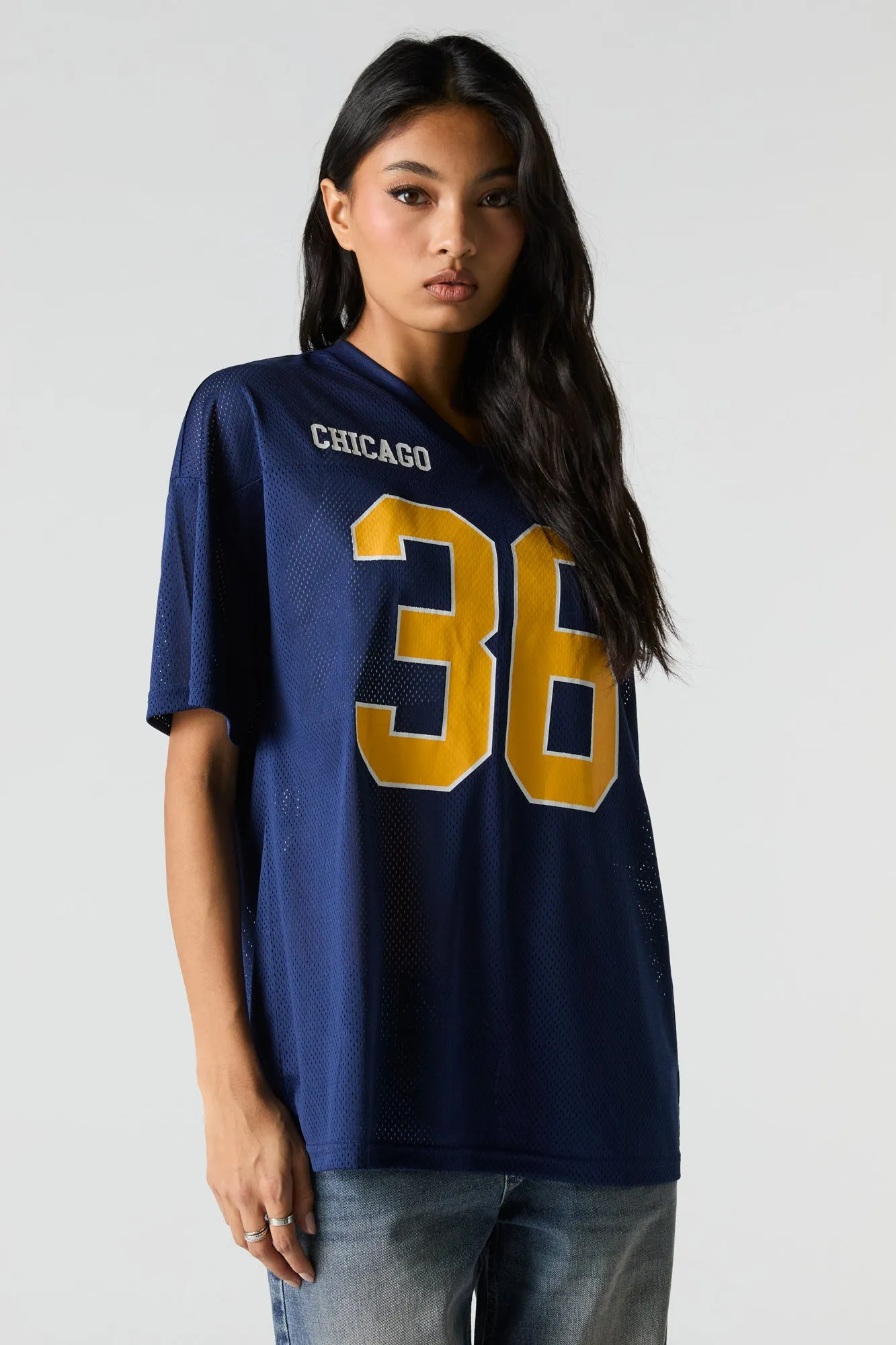 Mesh Sporty Graphic V-Neck Jersey sold by Urban Planet product image thumbnail 4