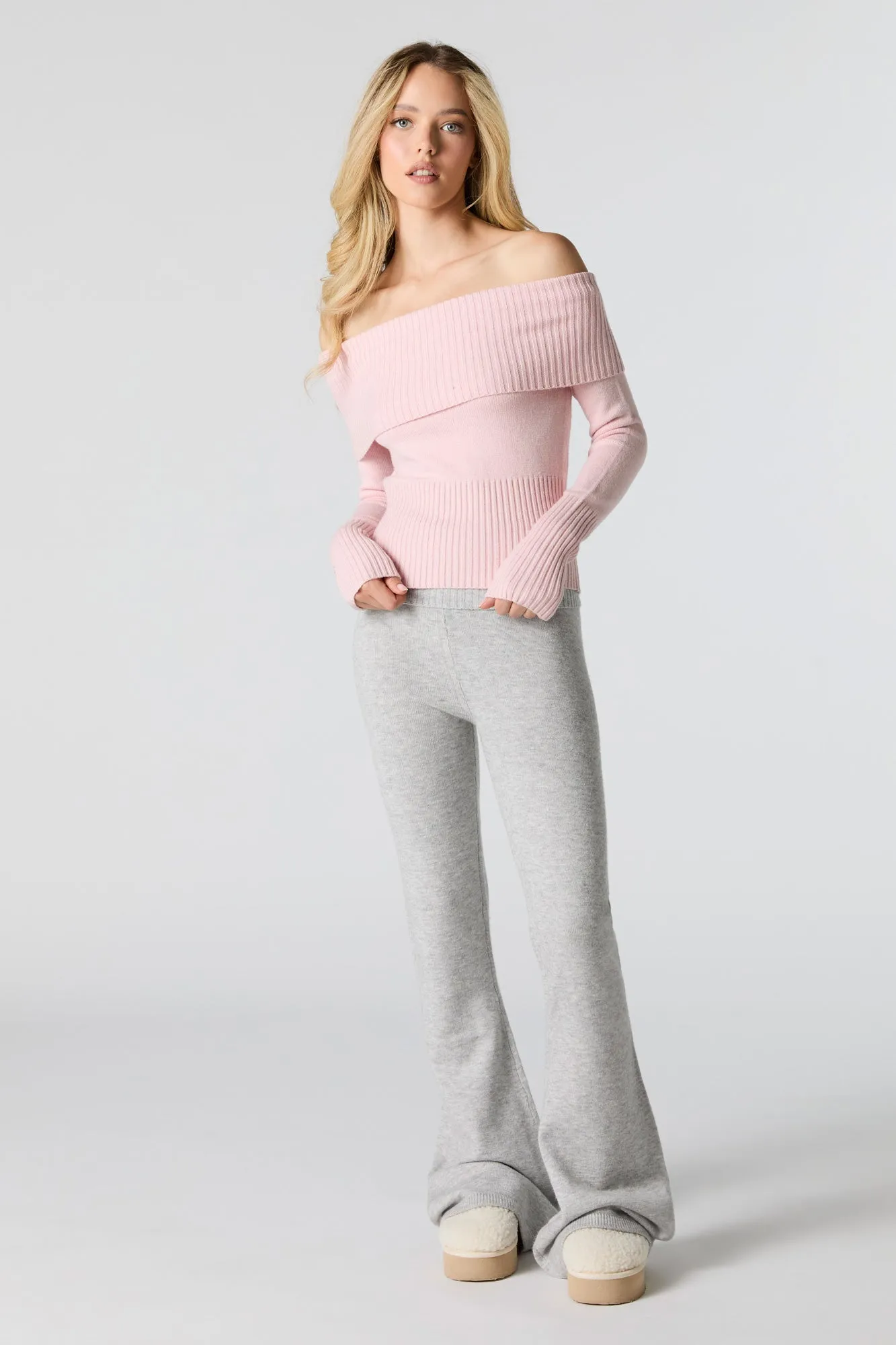 Ribbed Knit Off Shoulder Sweater sold by Urban Planet product image thumbnail 3