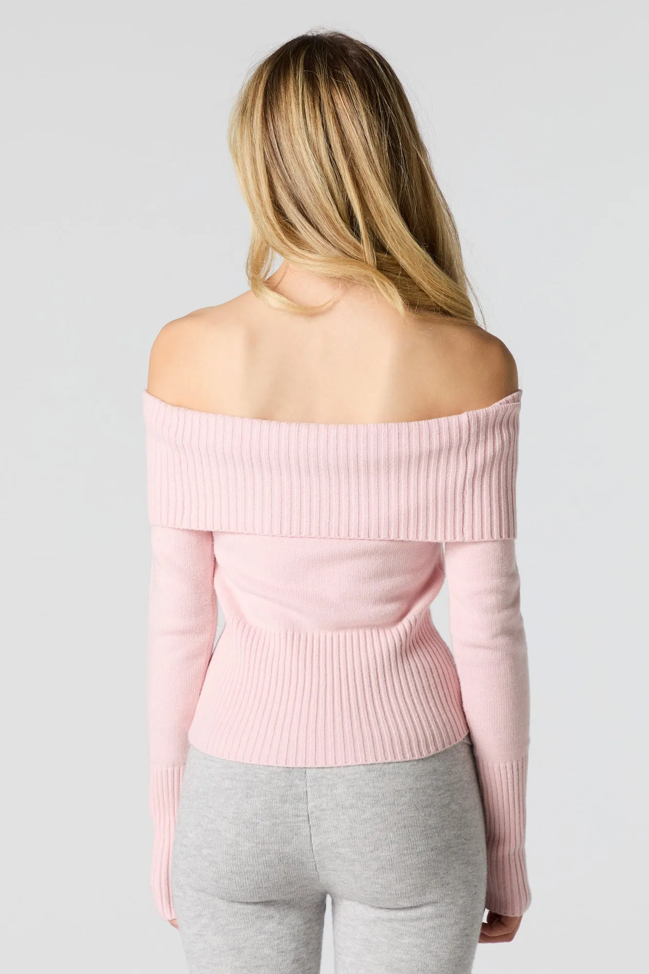 Chandail en tricot côtelé à épaules dénudées sold by Urban Planet product image thumbnail 2