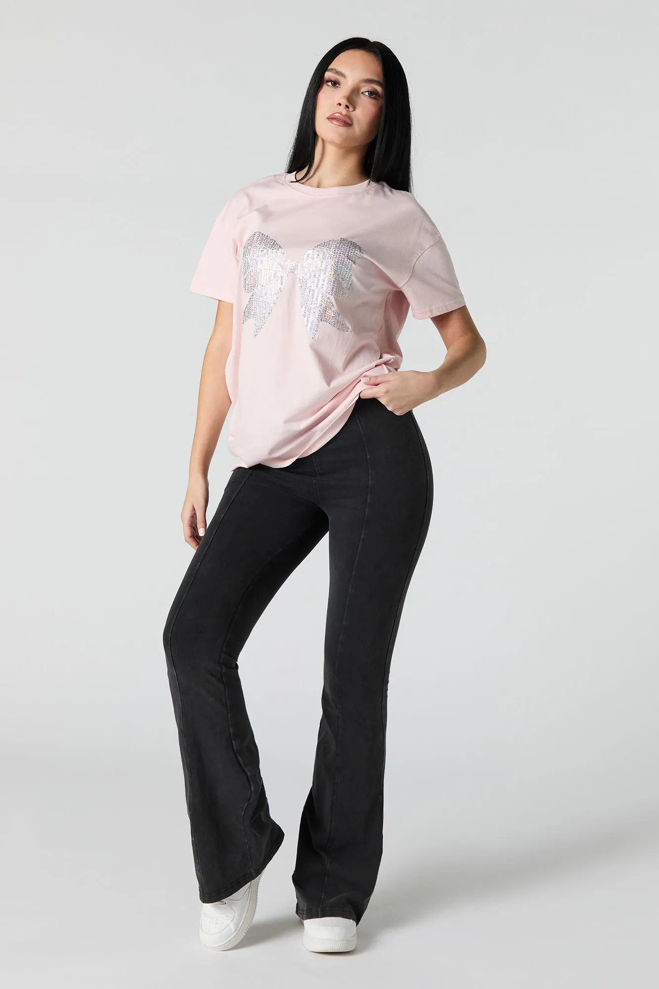 Sequin Bow Boyfriend T-Shirt sold by Urban Planet product image thumbnail 3