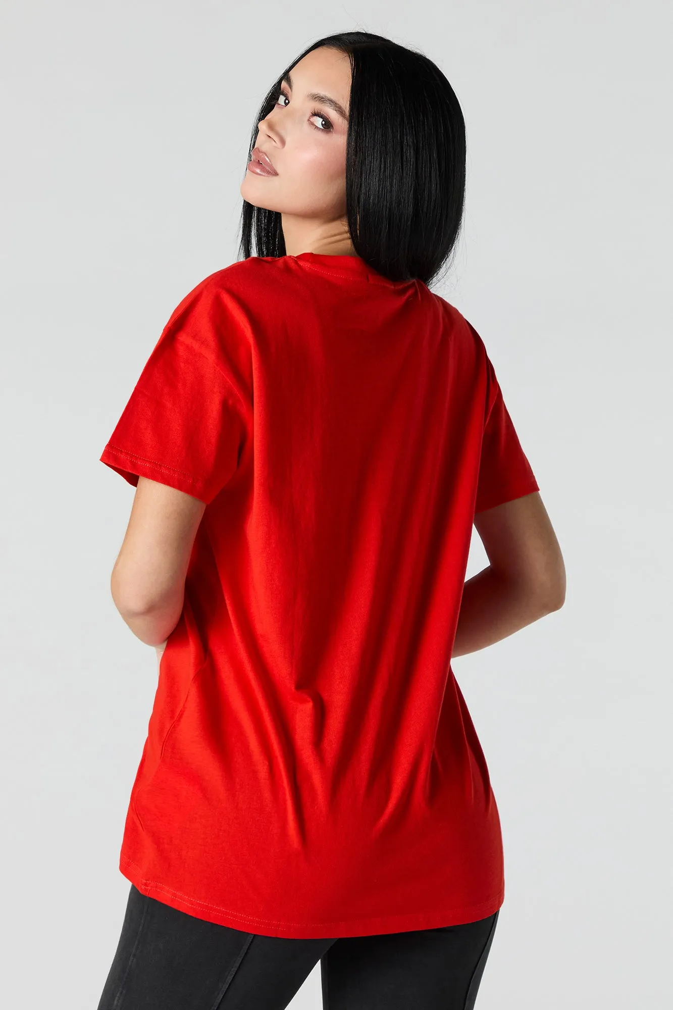 T-shirt de coupe garçonne avec motif brodé 76 en sergé avec boucle sold by Urban Planet product image thumbnail 2