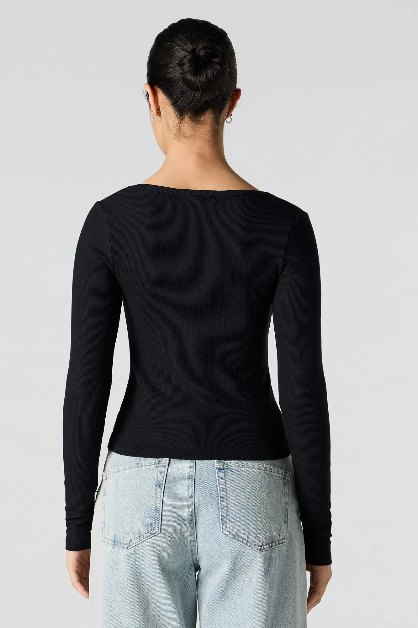 Haut côtelé à manche longue et encolure carrée sold by Urban Planet product image thumbnail 5