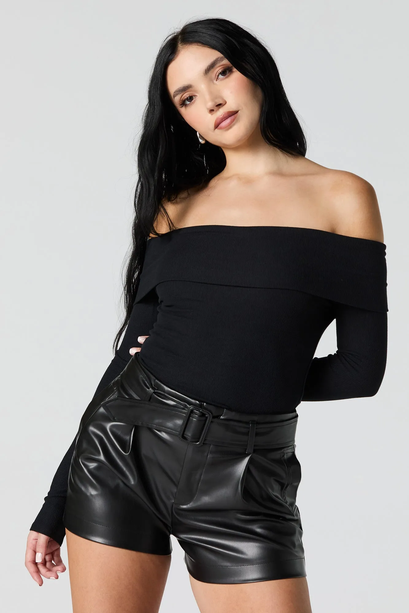 Ribbed Off Shoulder Long Sleeve Top sold by Urban Planet product image thumbnail 4