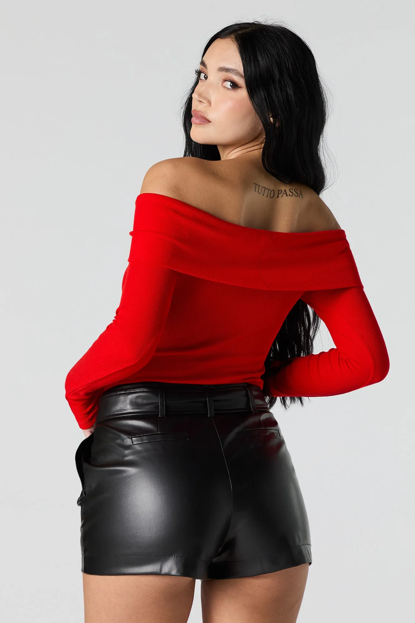 Ribbed Off Shoulder Long Sleeve Top sold by Urban Planet product image thumbnail 2