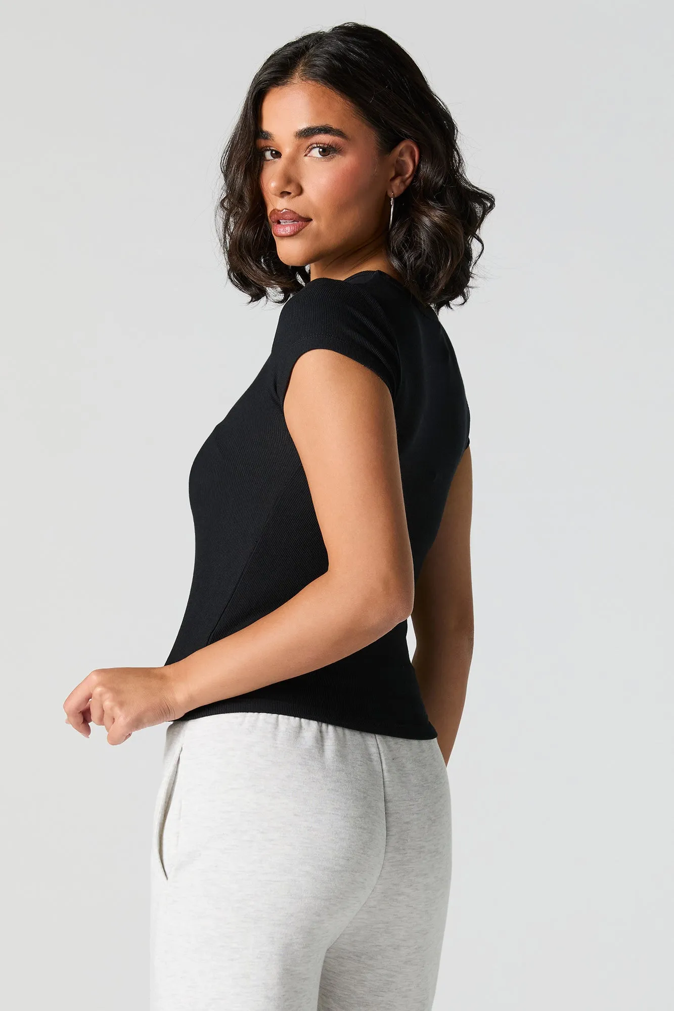 T-shirt côtelé à col montant sold by Urban Planet product image thumbnail 5