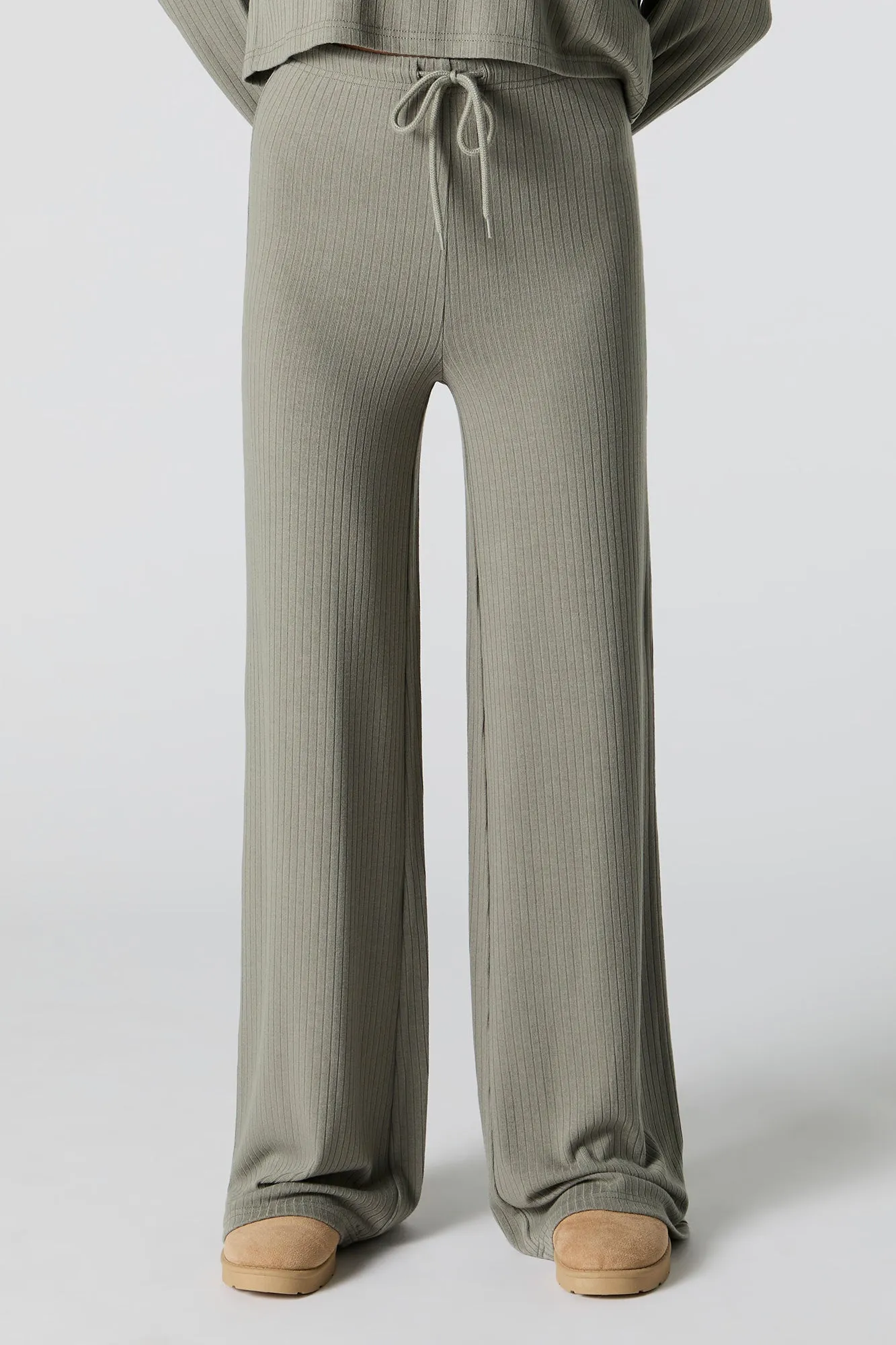 Ribbed Knit Wide Leg Drawstring Pant sold by Urban Planet product image thumbnail 2