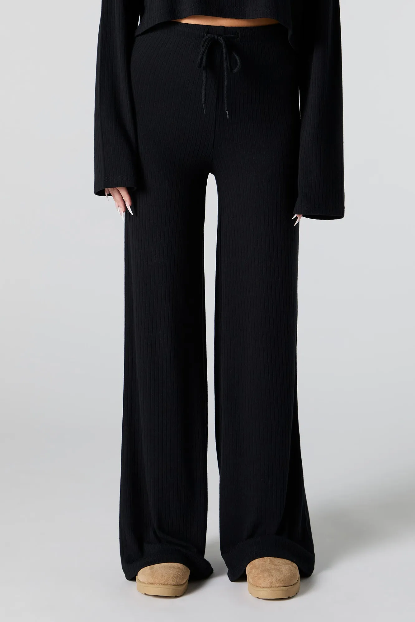 Ribbed Knit Wide Leg Drawstring Pant sold by Urban Planet product image thumbnail 5