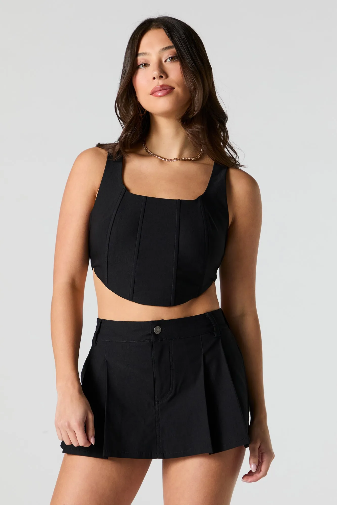 Zip Back Cropped Corset Tank sold by Urban Planet product image thumbnail 5