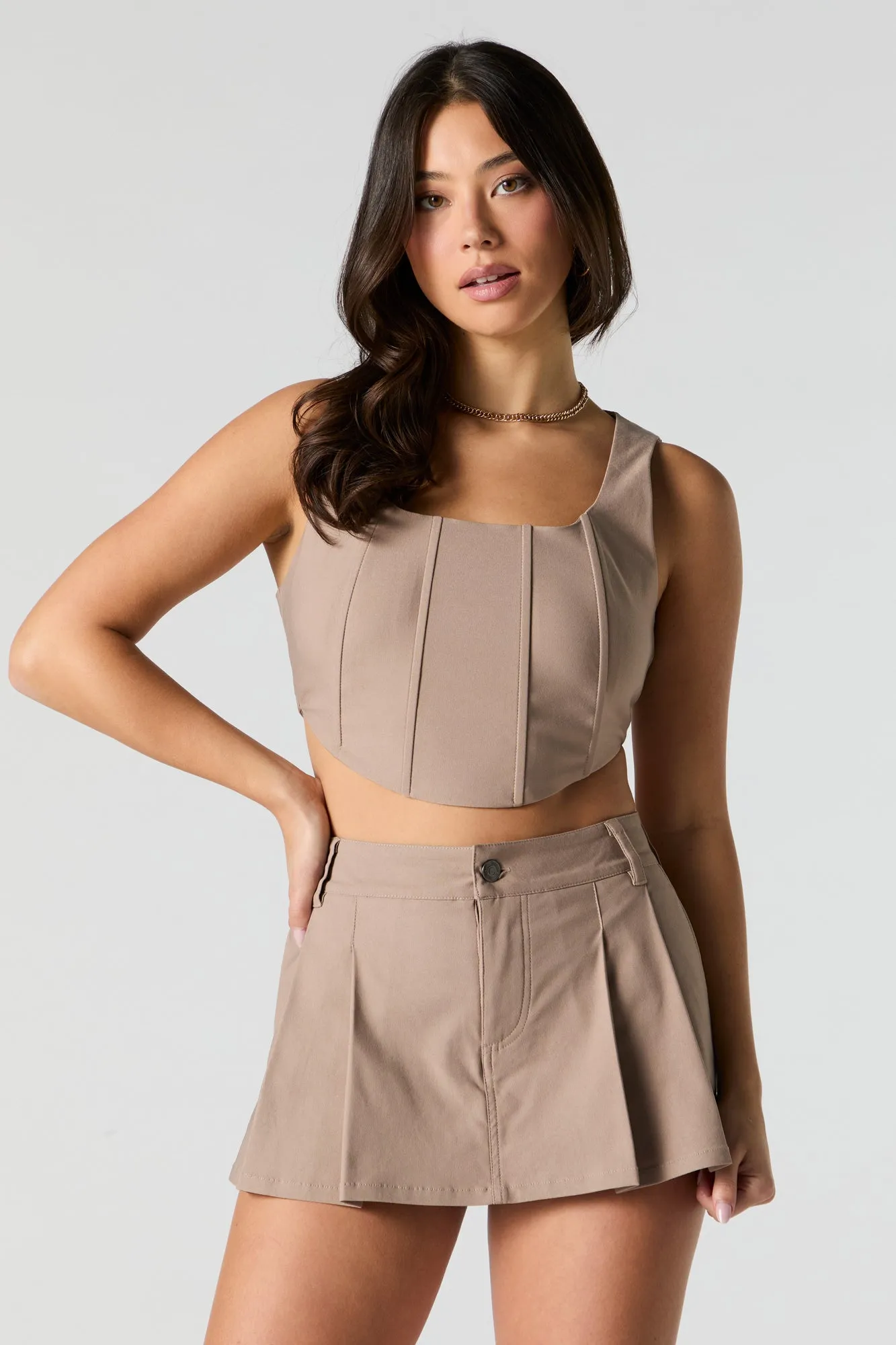 Zip Back Cropped Corset Tank sold by Urban Planet product image thumbnail 4