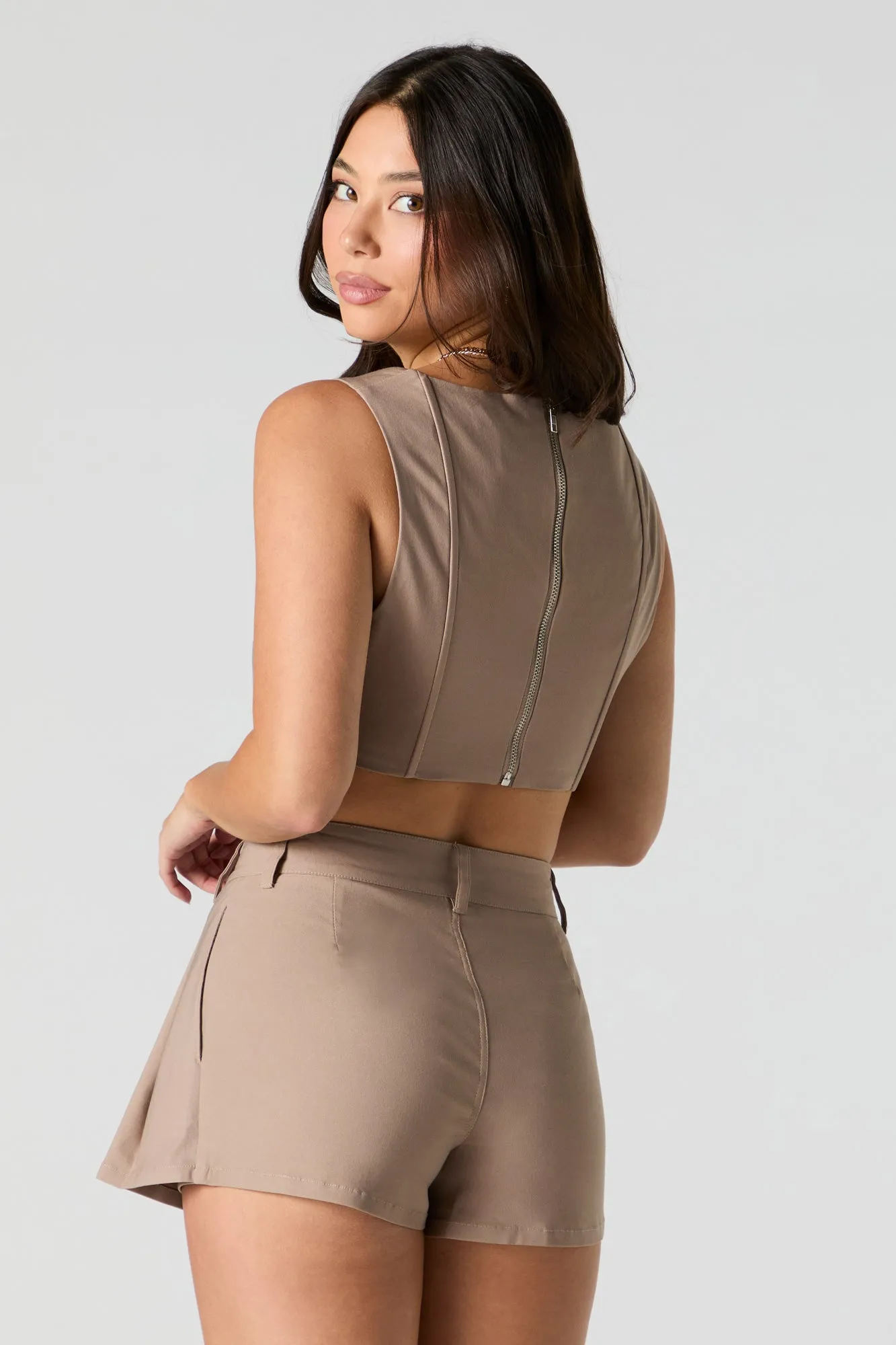 Zip Back Cropped Corset Tank sold by Urban Planet product image thumbnail 2