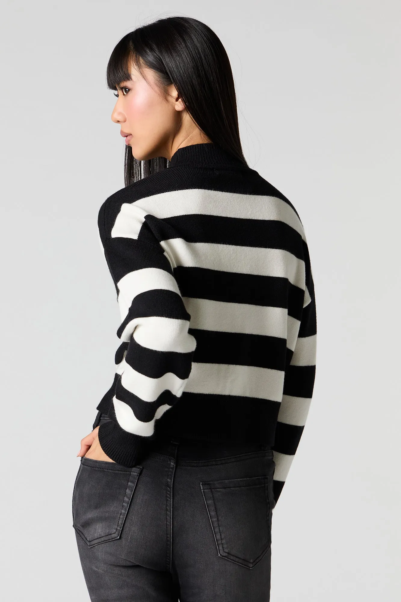 Striped Knit Mock Neck Sweater sold by Urban Planet product image thumbnail 5