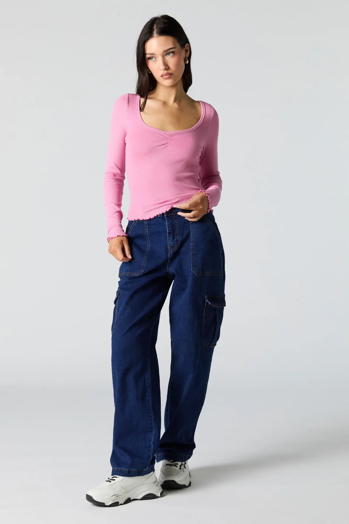 Ribbed Cinched Long Sleeve Top sold by Urban Planet product image thumbnail 3