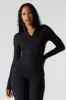 Active Solid Zip-Up Long Sleeve Top sold by Urban Planet