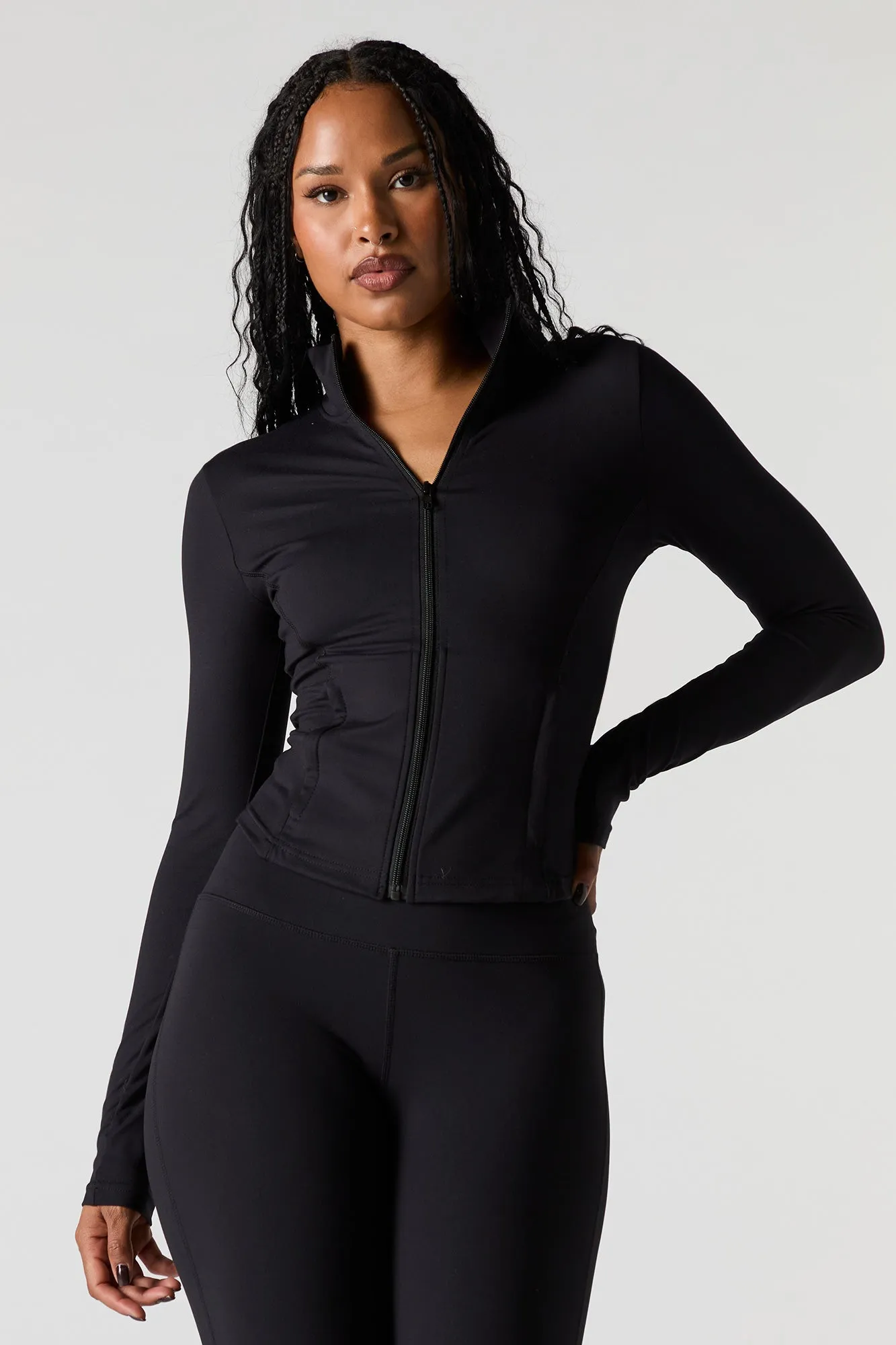 Active Solid Zip-Up Long Sleeve Top sold by Urban Planet product image thumbnail 5