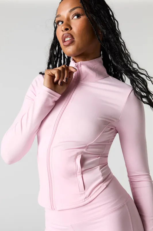 Active Solid Zip-Up Long Sleeve Top sold by Urban Planet