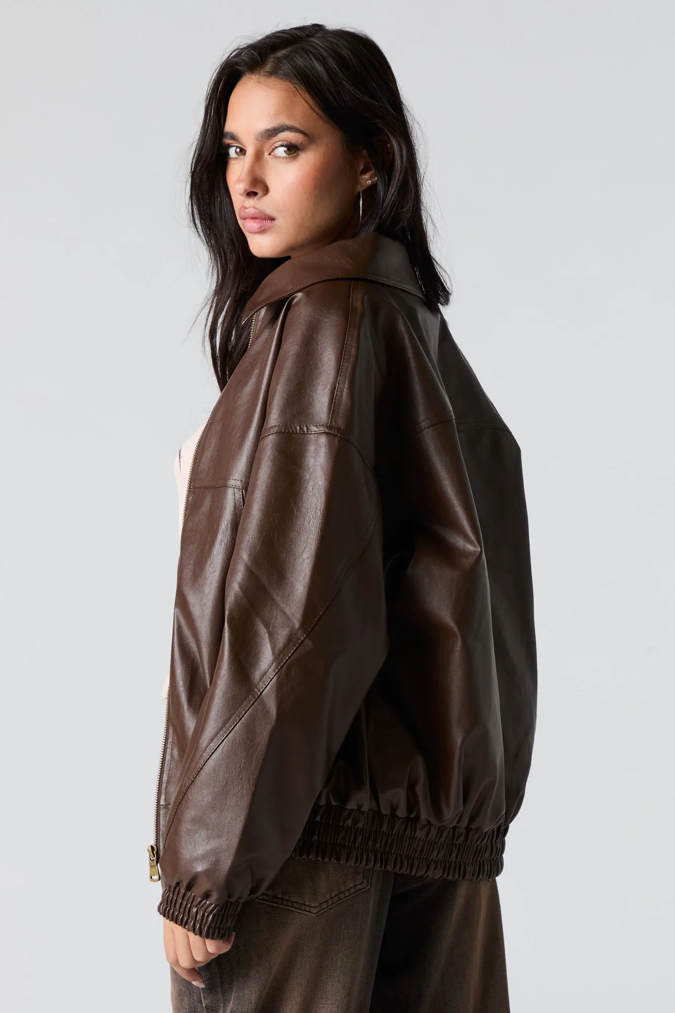Oversized Faux Leather Jacket sold by Urban Planet product image thumbnail 2